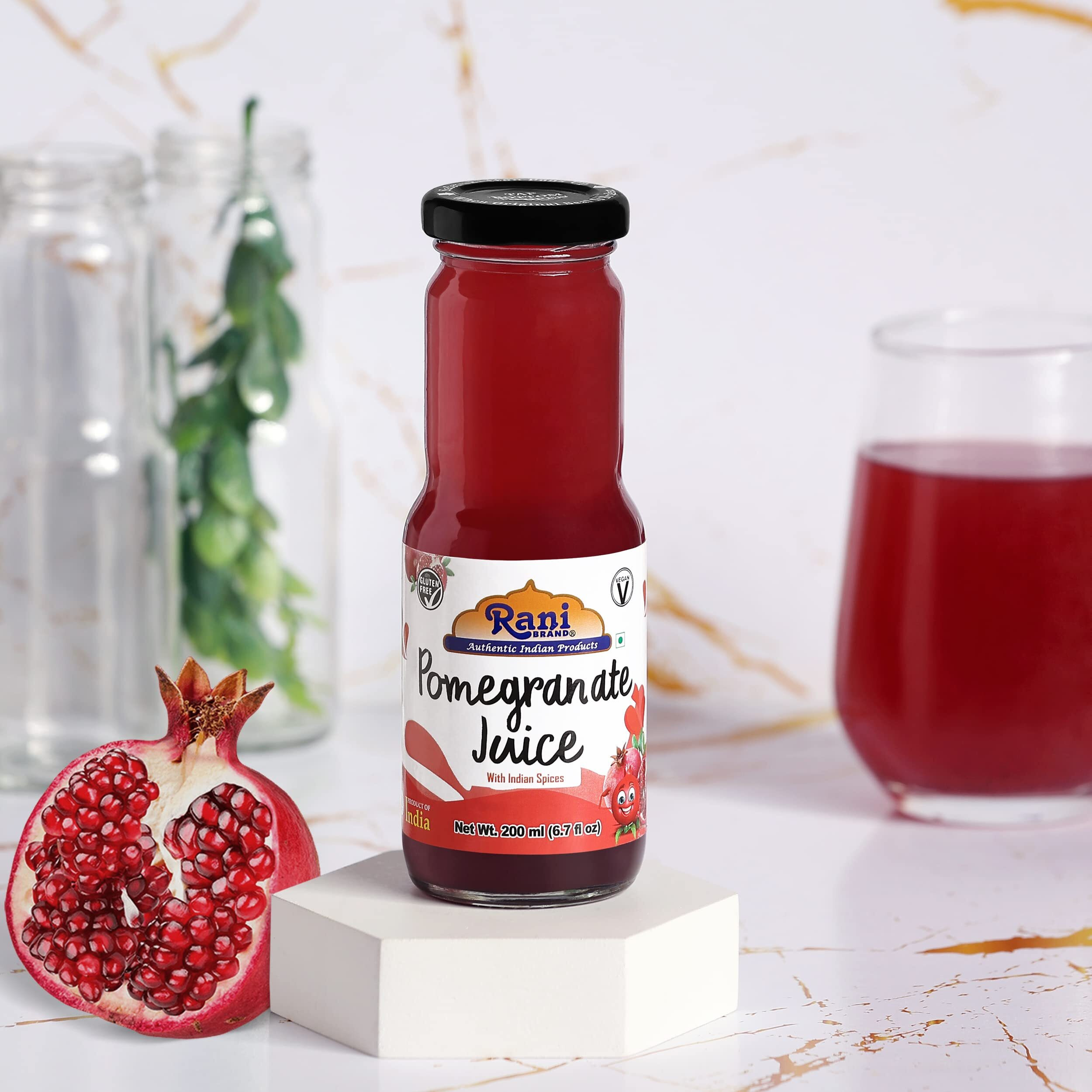 Rani Pomegranate Juice 6.7 fl oz (200 ml) Glass Bottle, Pack of 6 ~ Indian Fruit Beverage, Vegan, Gluten Free, NON-GMO, Indian Origin