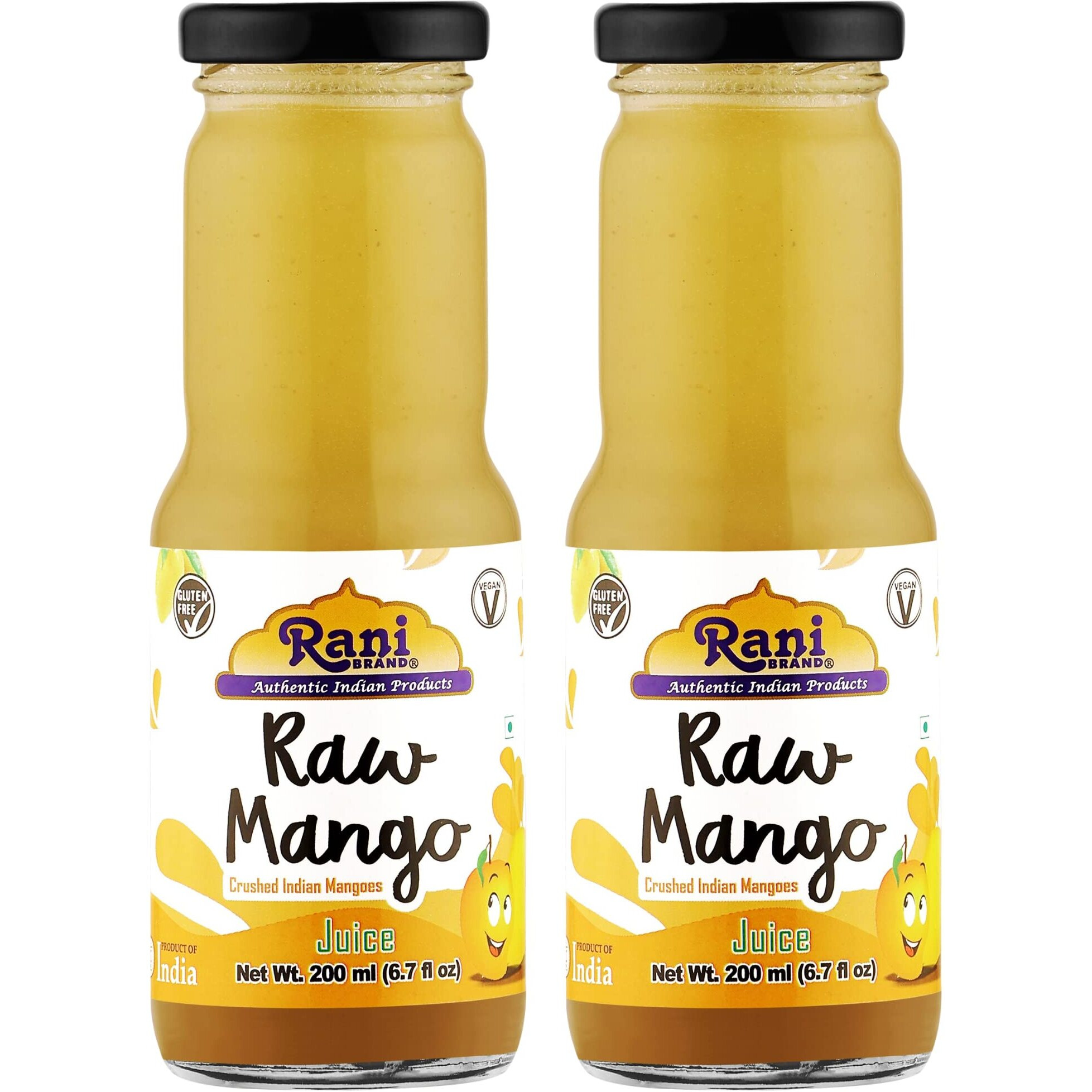 Rani Raw Mango 6.7 fl oz (200 ml) Glass Bottle, Pack of 2 ~ Indian Fruit Beverage, Vegan, Gluten Free, NON-GMO, Indian Origin
