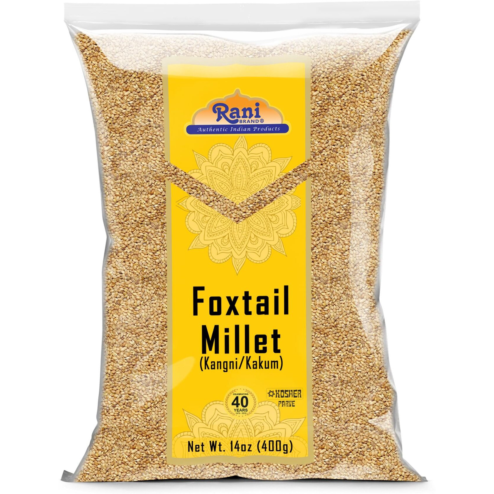 Rani Foxtail Millet Polished (Setaria italica) Ancient Grains 400g (14oz) ~ All Natural, Gluten Friendly, NON-GMO, Kosher, Vegan, Indian Origin, Kangi/Kakum/Navane/Tenai/Korralu/Korra