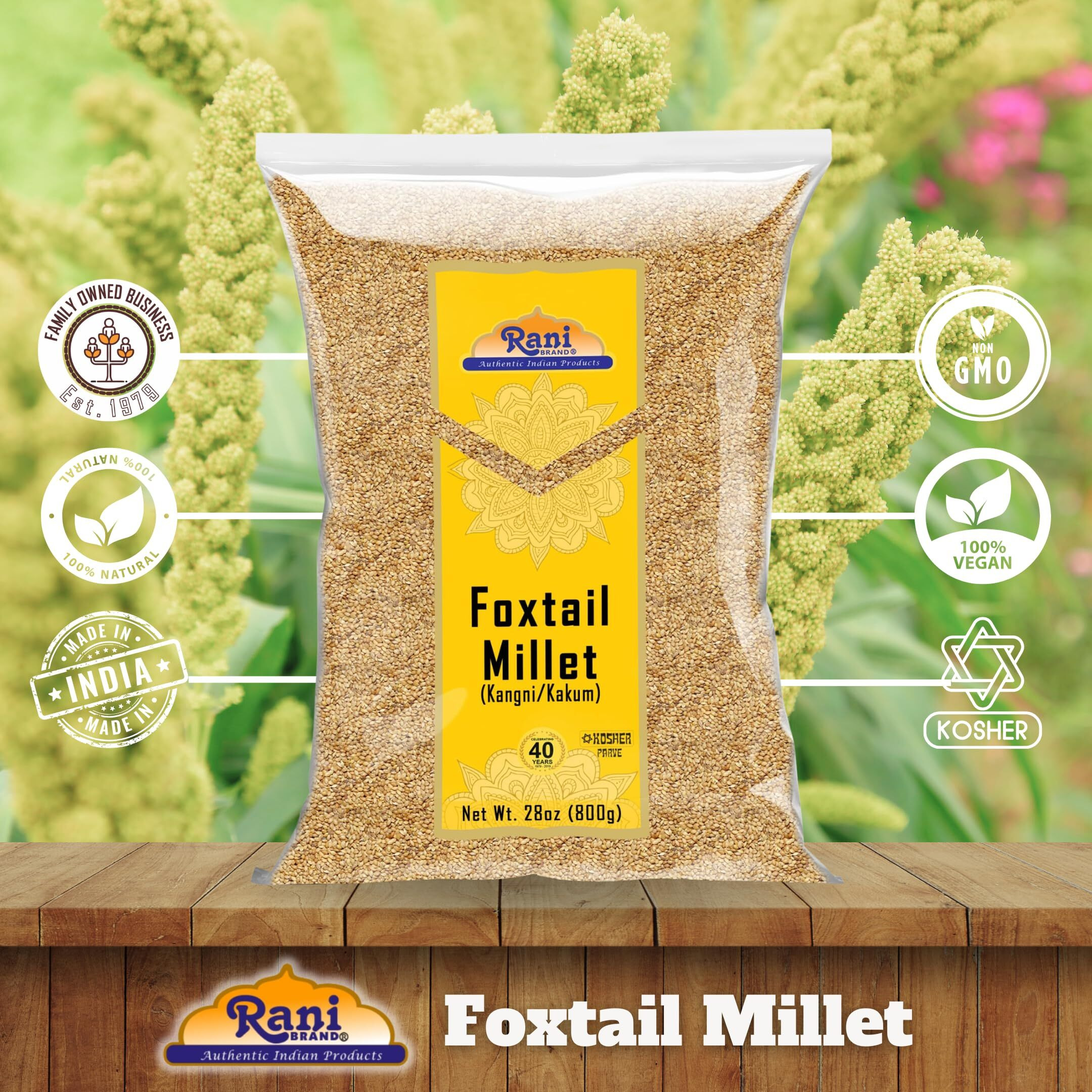 Rani Foxtail Millet Polished (Setaria italica) Ancient Grains 800g (28oz) ~ All Natural, Gluten Friendly, NON-GMO, Kosher, Vegan, Indian Origin, Kangi/Kakum/Navane/Tenai/Korralu/Korra