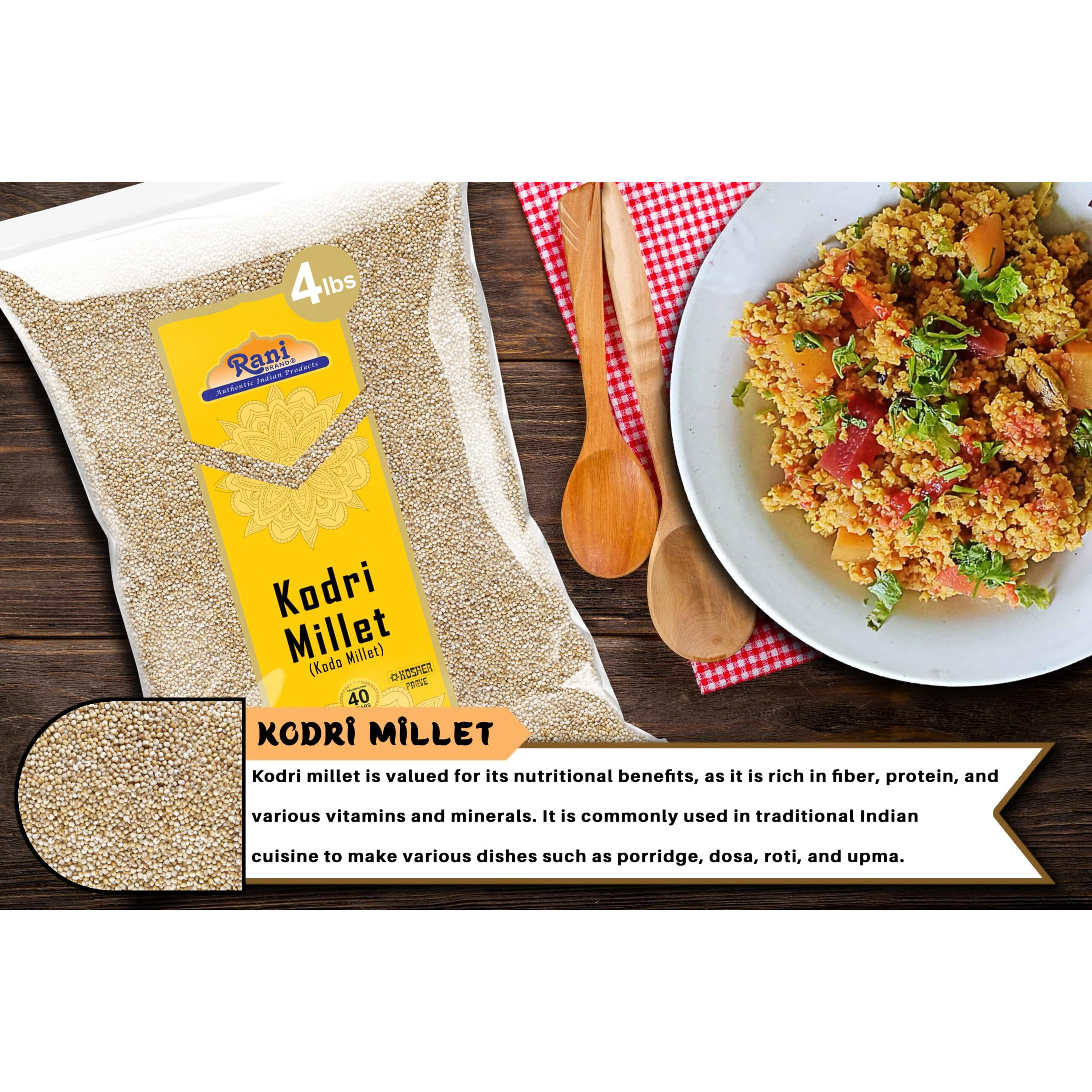 Rani Kodri (Polished Kodo Millet Seeds) Ancient Grains, 64oz (4lbs) 1.81kg ~ All Natural, Gluten Friendly, NON-GMO, Kosher, Vegan, Indian Origin (Varagu/Kodra/Harka)