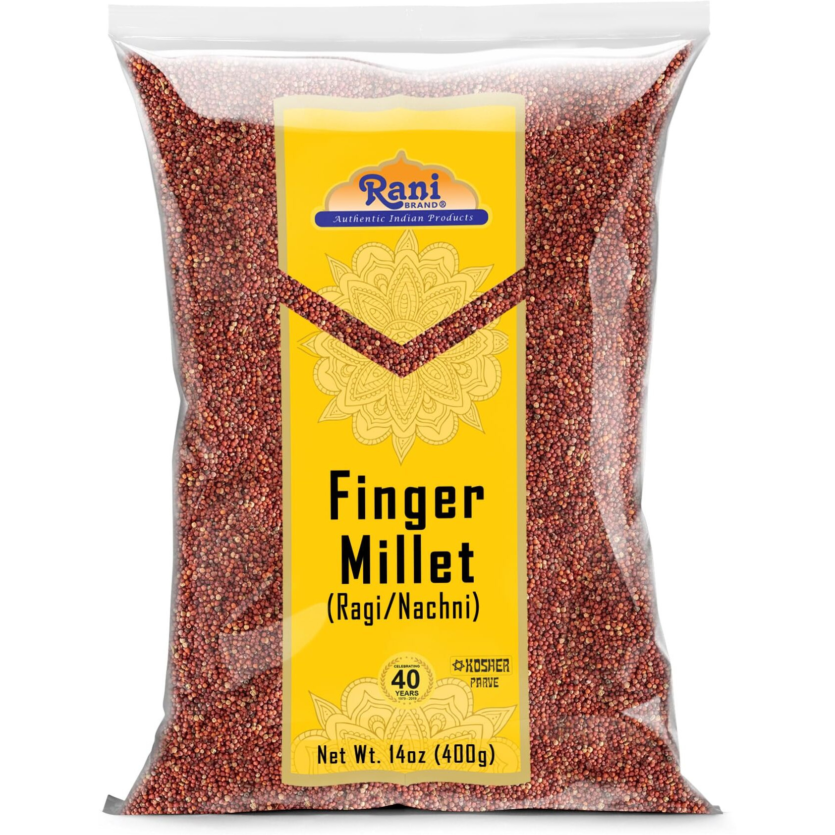 Rani Ragi Finger Millet (Eleusine Coracana) Whole Ancient Grain Seeds 14oz (400g) ~ All Natural, Gluten Friendly, NON-GMO, Kosher, Vegan, Indian Origin