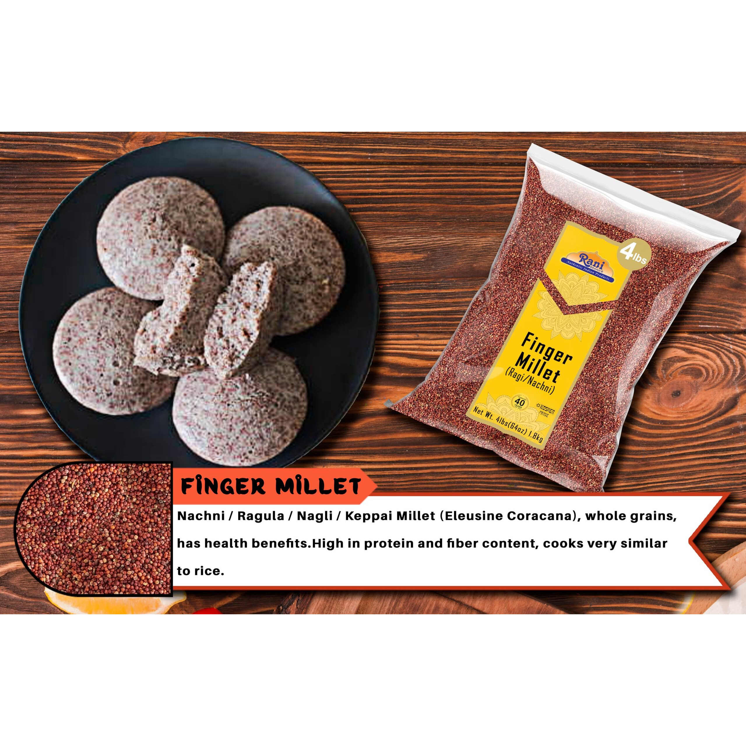 Rani Ragi Finger Millet (Eleusine Coracana) Whole Ancient Grain Seeds 64oz (4lbs) 1.81kg Bulk ~ All Natural, Gluten Friendly, NON-GMO, Kosher, Vegan, Indian Origin