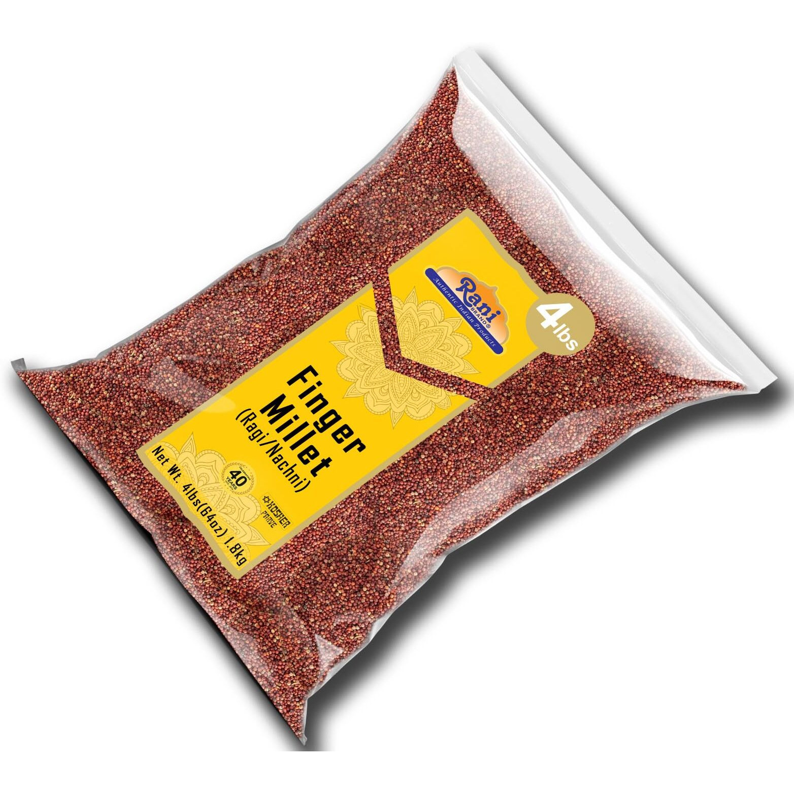 Rani Ragi Finger Millet (Eleusine Coracana) Whole Ancient Grain Seeds 64oz (4lbs) 1.81kg Bulk ~ All Natural, Gluten Friendly, NON-GMO, Kosher, Vegan, Indian Origin