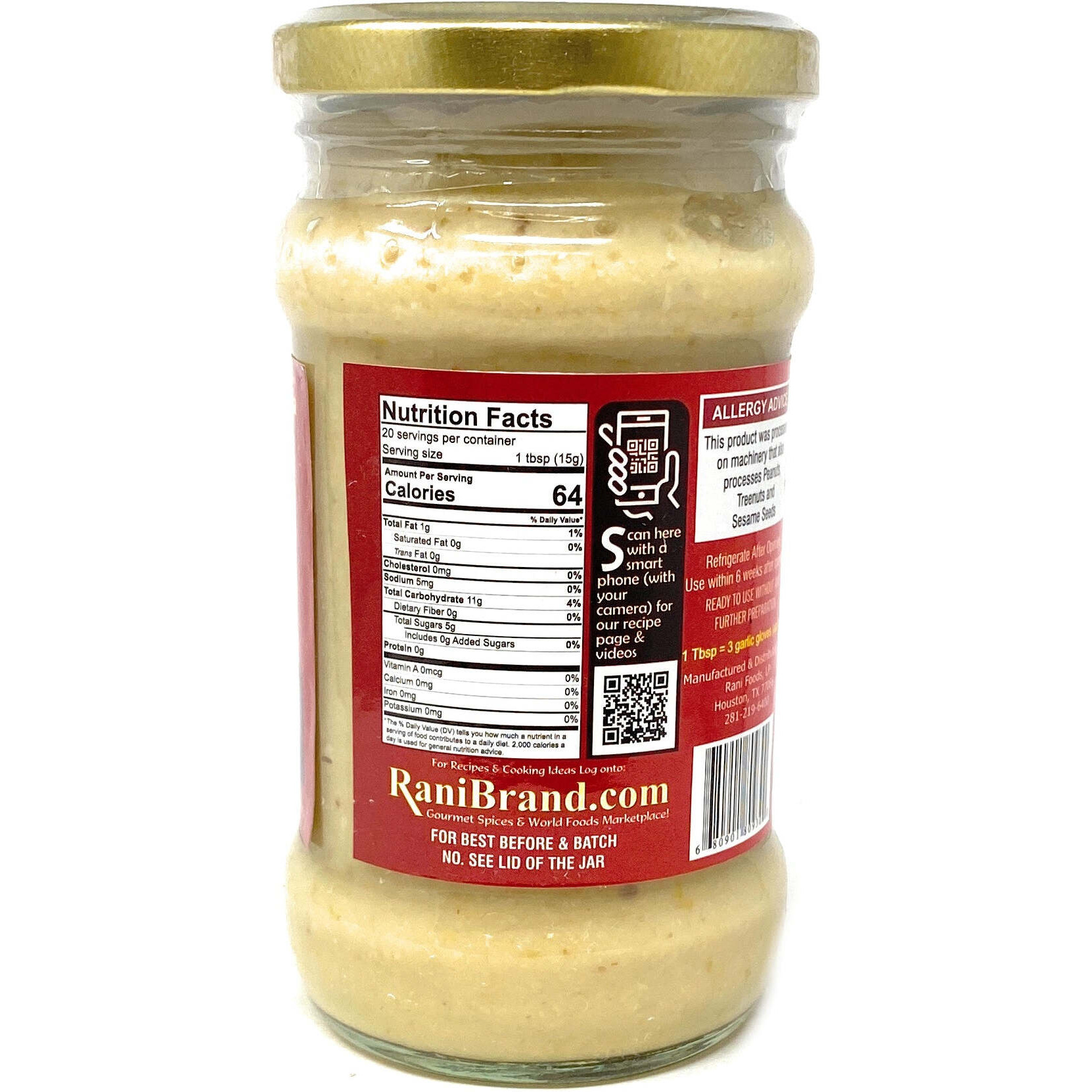 Asian Kitchen Garlic Cooking Paste 10.5oz (300g) Glass Jar ~ Vegan, Gluten Free, NON-GMO, No Colors, Indian Origin
