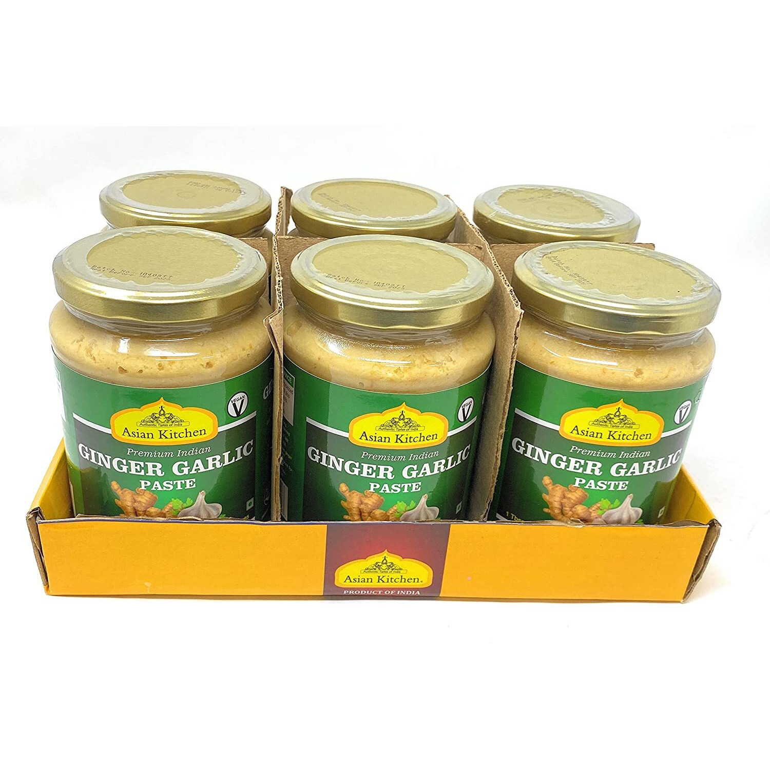 Asian Kitchen Ginger Garlic Cooking Paste 26.5oz (750g) Glass Jar, Pack of 5+1 FREE ~ Vegan, Gluten Free, NON-GMO, No Colors, Indian Origin