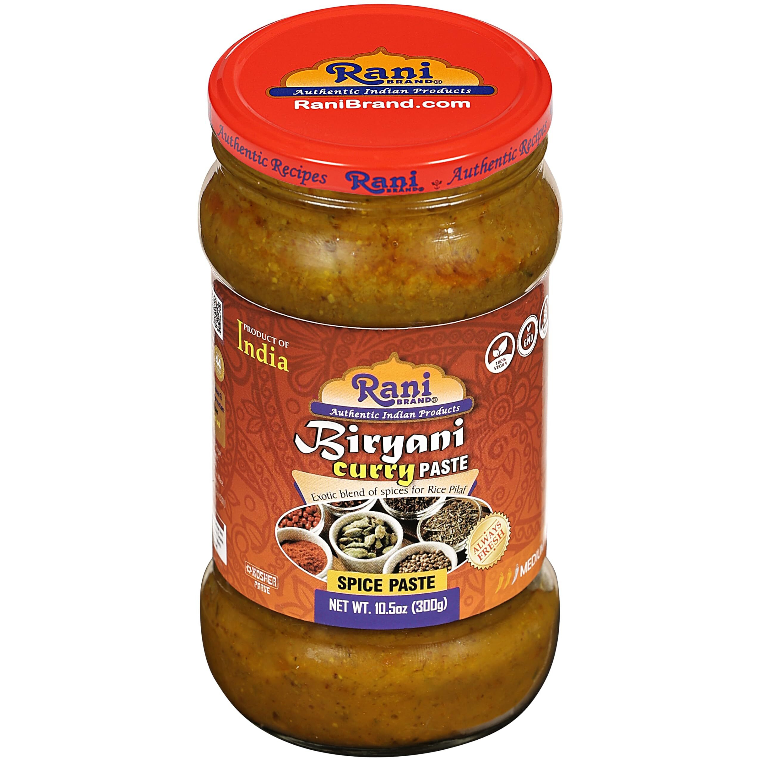 Rani Biryani Masala Curry Paste (Cooking Spice Paste for Indian Rice Dishes, Pullao/Pilau) 10.5oz (300g) Glass Jar, Pack of 5+1 FREE ~ All Natural, Vegan, No Colors, Gluten Free, NON-GMO