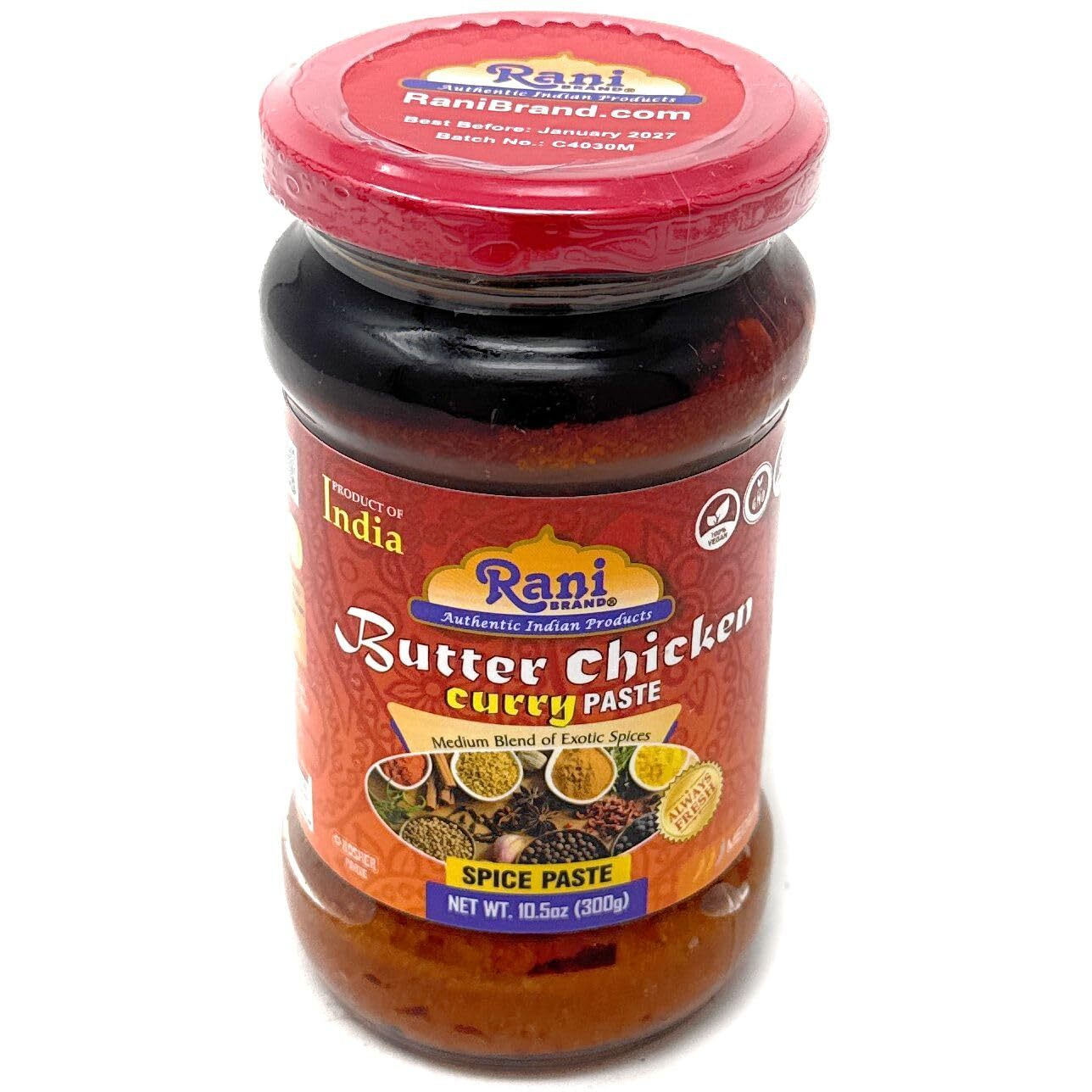 Rani Butter Chicken Curry Paste 10.5oz (300g) Glass Jar ~ Easy to Use, Vegan, No Colors, All Natural, NON-GMO, Gluten Free, Indian Origin