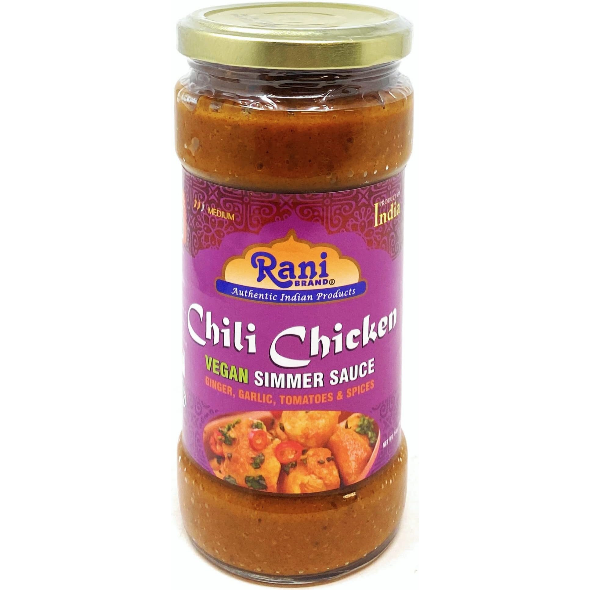 Rani Chili Chicken Vegan Simmer Sauce (Ginger, Garlic, Tomatoes & Spices) 14oz (400g) Glass Jar, Pack of 5+1FREE ~ Easy to Use, Vegan, No Colors, All Natural, NON-GMO, Gluten Free, Indian Origin