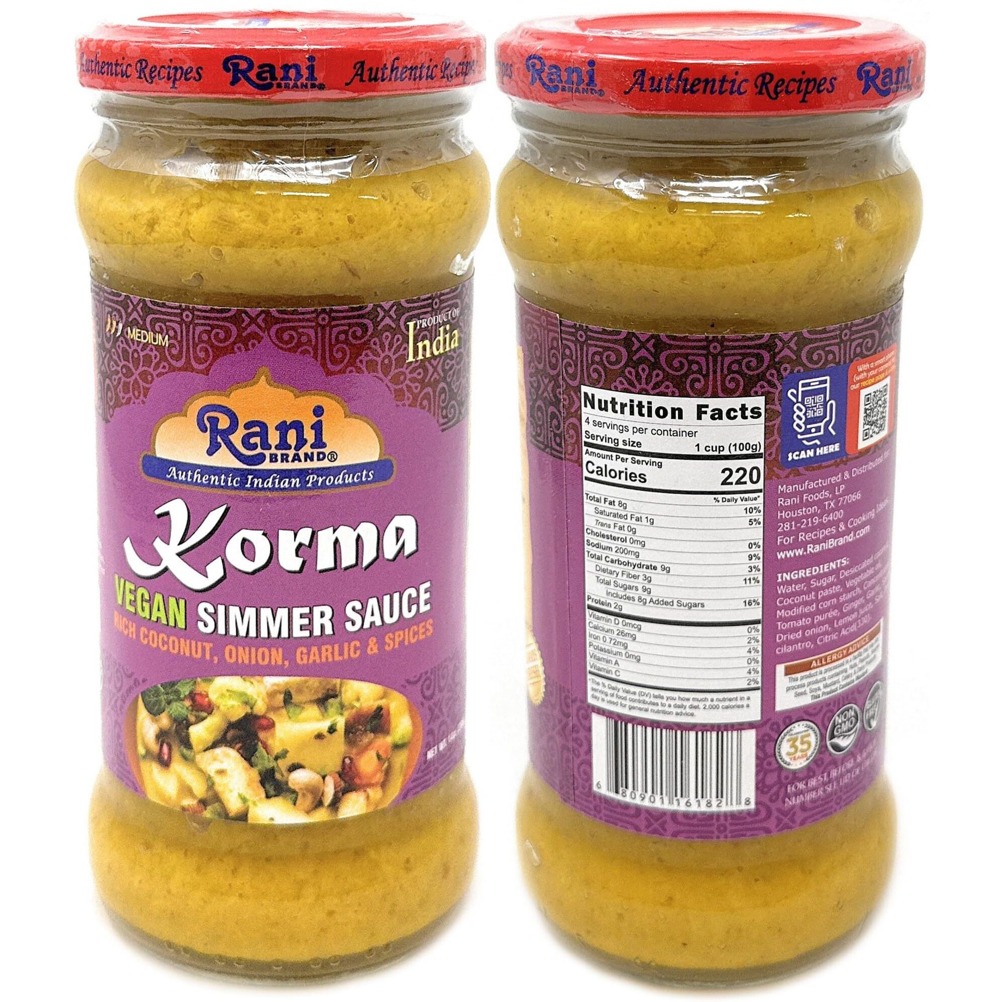 Rani Curry Vegan Simmer Sauces 6-Pack Variety (Tandoori, Tikka, Vindaloo, Korma, Chilli Chicken, Spicy Butter Chicken) 14oz (400g) Glass Jar ~ Easy to Use, All Natural, Gluten Free, Indian Origin