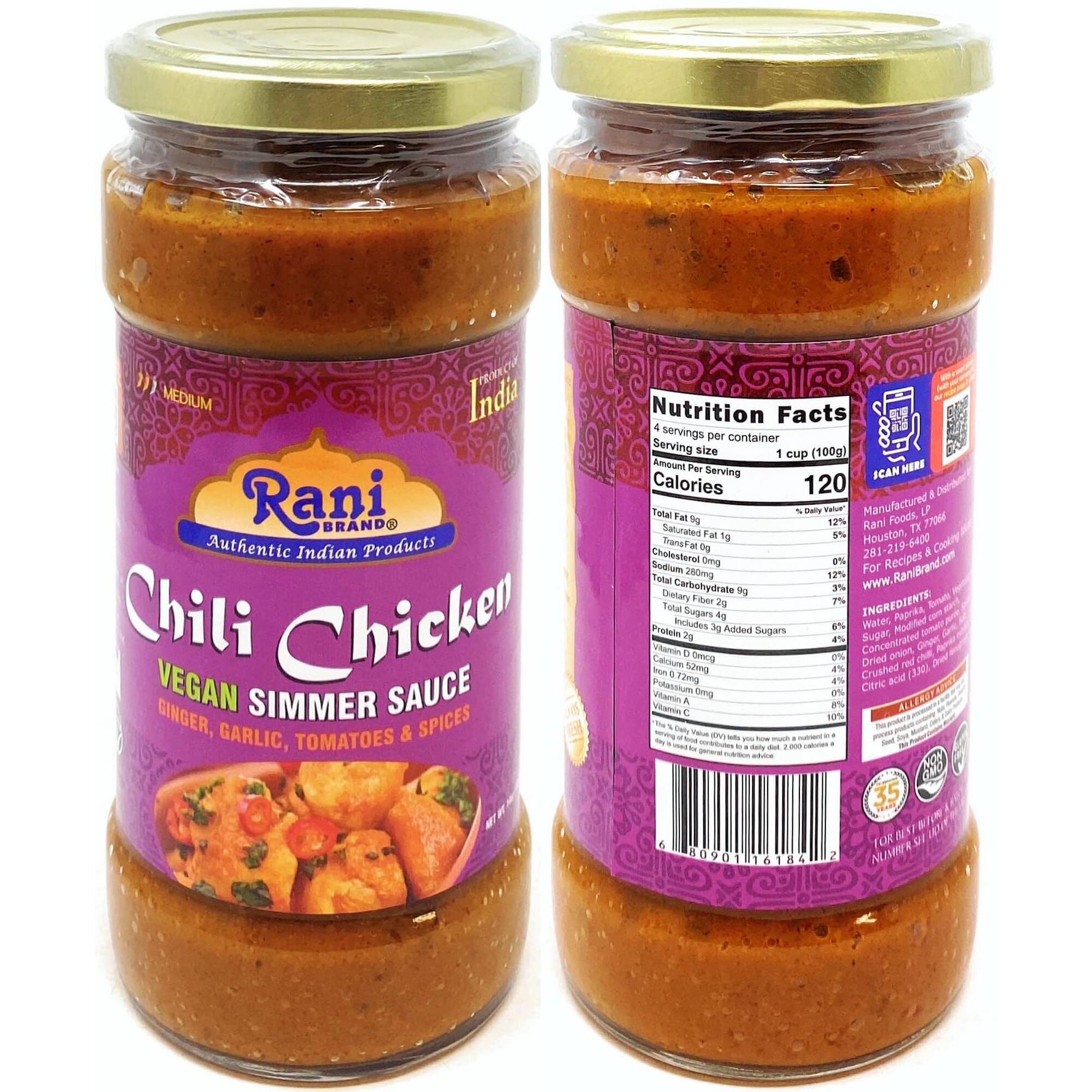 Rani Curry Vegan Simmer Sauces 6-Pack Variety (Tandoori, Tikka, Vindaloo, Korma, Chilli Chicken, Spicy Butter Chicken) 14oz (400g) Glass Jar ~ Easy to Use, All Natural, Gluten Free, Indian Origin