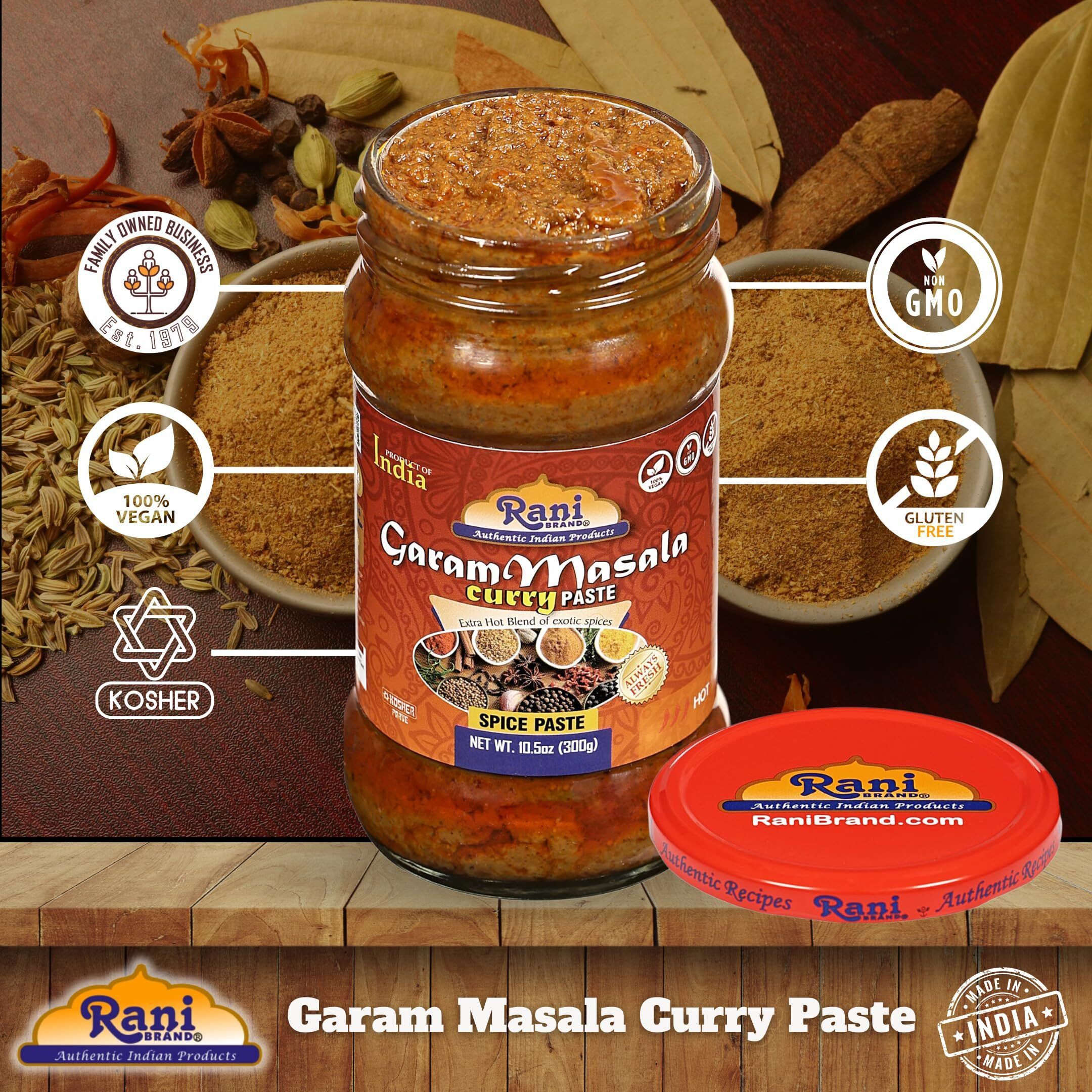 Rani Garam Masala Curry Spice Paste 10.5oz (300g) Glass Jar, Pack of 5+1 FREE ~ No Colors, All Natural, NON-GMO, Kosher, Vegan, Gluten Free, Indian Origin