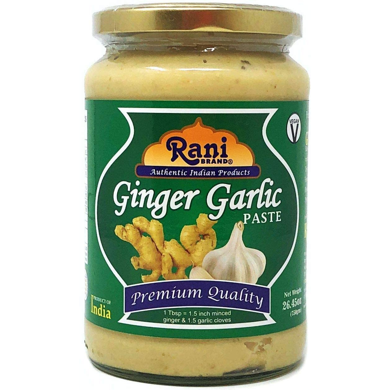 Rani Ginger Garlic Cooking Paste 26.5oz (750g) Glass Jar, Pack of 5+1 FREE ~ Vegan, Gluten Free, NON-GMO, No Colors, Indian Origin