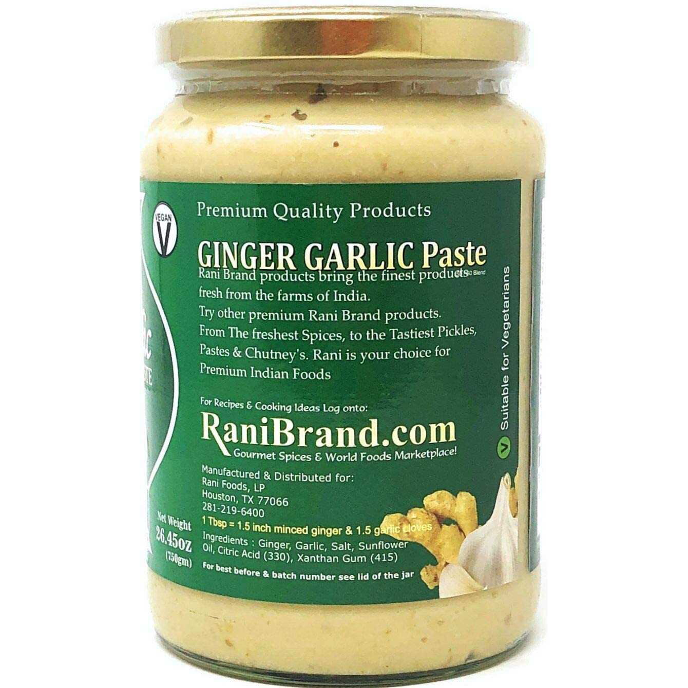 Rani Ginger Garlic Cooking Paste 26.5oz (750g) Glass Jar, Pack of 5+1 FREE ~ Vegan, Gluten Free, NON-GMO, No Colors, Indian Origin