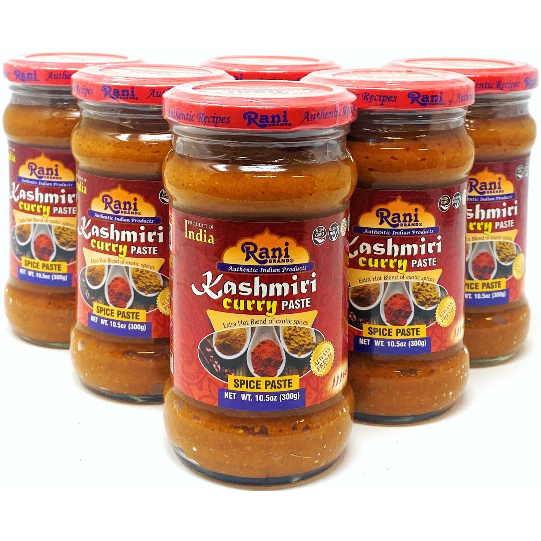 Rani Kashmiri Masala Curry Paste 10.5oz (300g) Glass Jar, Pack of 5+1 FREE ~ All Natural, NON-GMO, Vegan, Gluten Free, Indian Origin, Cooking Spice Paste