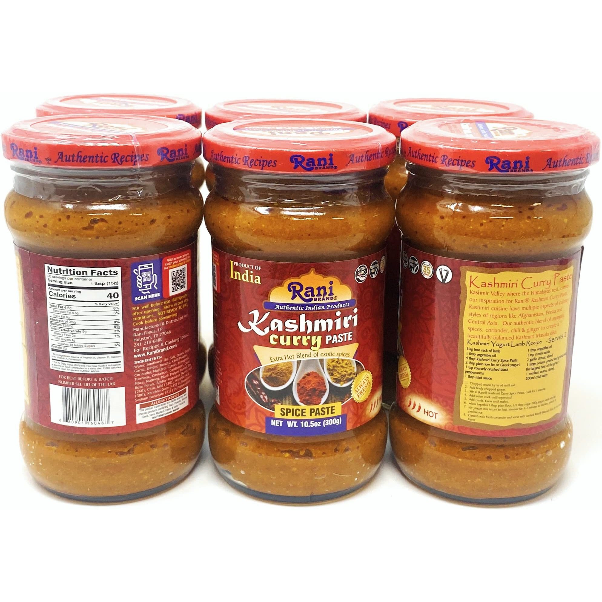 Rani Kashmiri Masala Curry Paste 10.5oz (300g) Glass Jar, Pack of 5+1 FREE ~ All Natural, NON-GMO, Vegan, Gluten Free, Indian Origin, Cooking Spice Paste