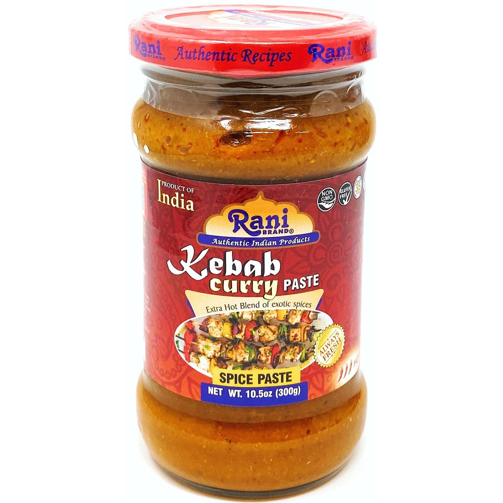 Rani Kebab Masala Paste for Meat Dishes 10.5oz (300g) Glass Jar, Pack of 5+1 FREE ~ No Colors, All Natural, NON-GMO, Vegan, Gluten Free, Indian Origin