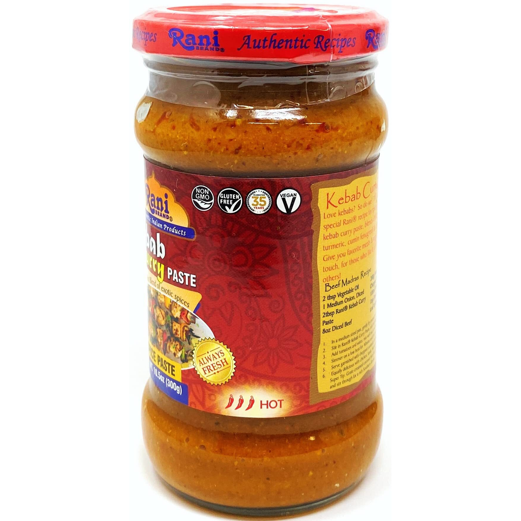 Rani Kebab Masala Paste for Meat Dishes 10.5oz (300g) Glass Jar, Pack of 5+1 FREE ~ No Colors, All Natural, NON-GMO, Vegan, Gluten Free, Indian Origin