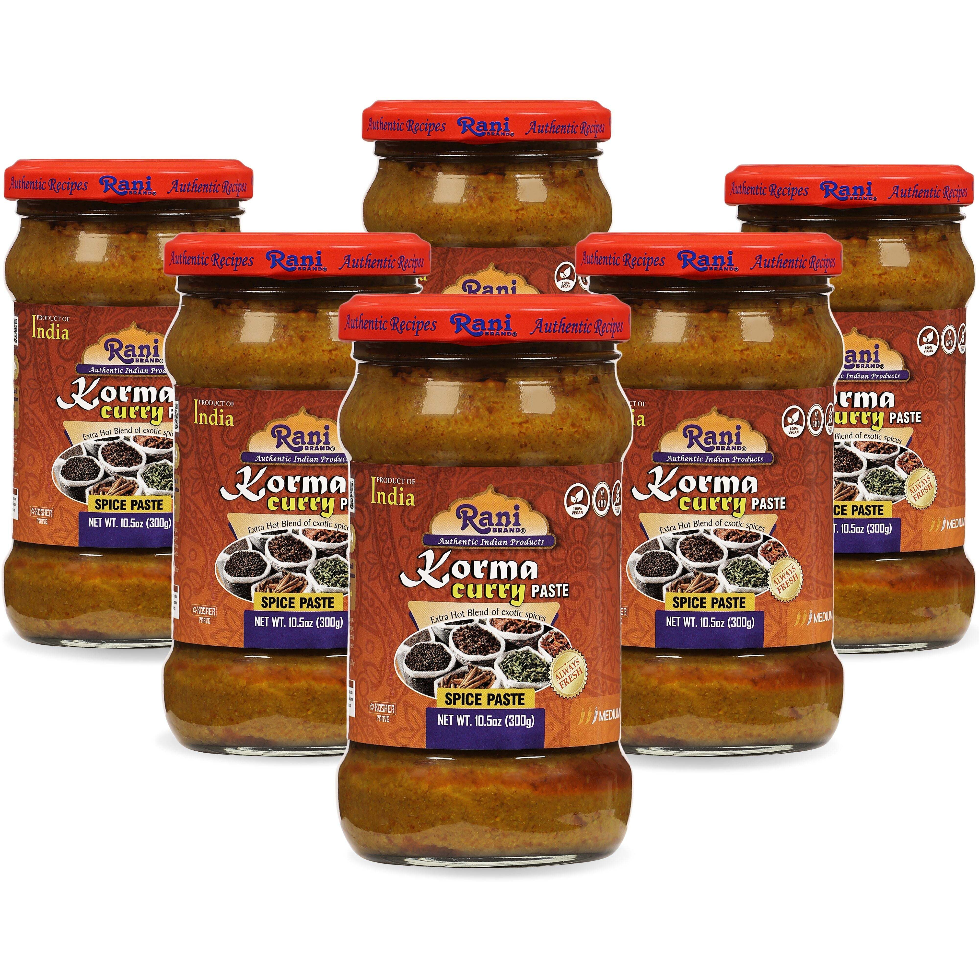 Rani Korma Curry Cooking Spice Paste 10o.5z (300g) Glass Jar, Pack of 5+1 FREE ~ No Colors, All Natural, NON-GMO, Vegan, Gluten Free, Indian Origin