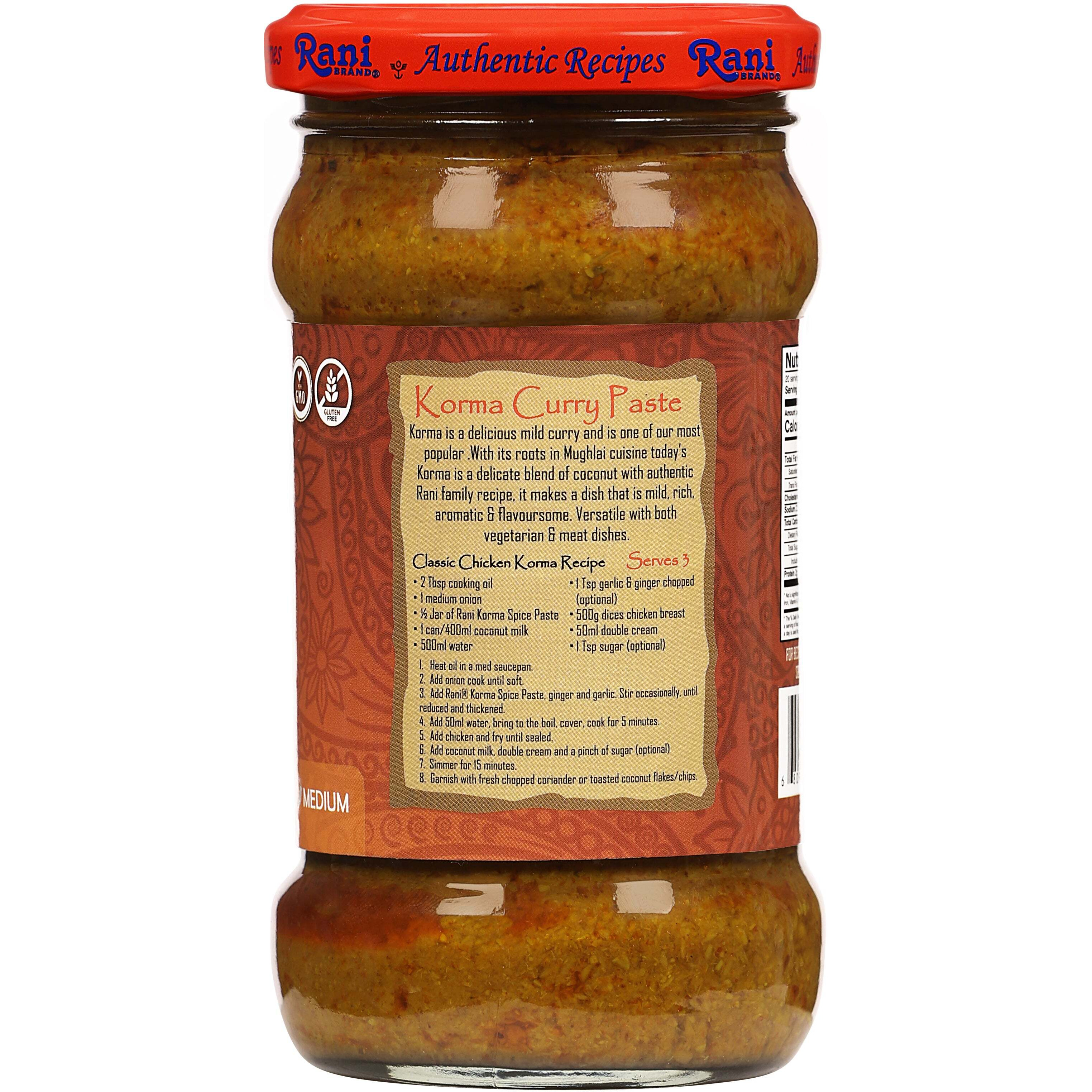 Rani Korma Curry Cooking Spice Paste 10o.5z (300g) Glass Jar, Pack of 5+1 FREE ~ No Colors, All Natural, NON-GMO, Vegan, Gluten Free, Indian Origin