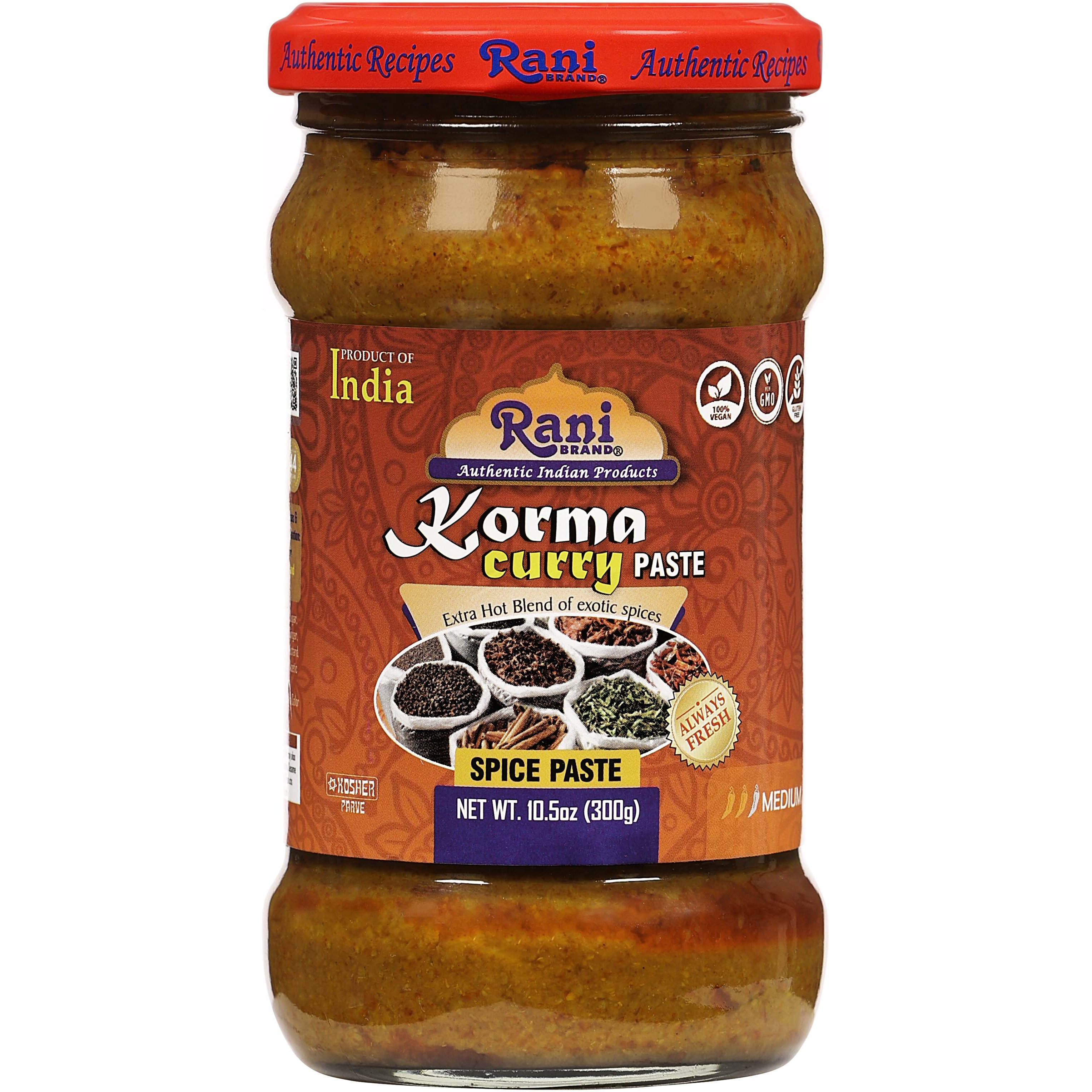Rani Korma Curry Cooking Spice Paste 10o.5z (300g) Glass Jar, Pack of 5+1 FREE ~ No Colors, All Natural, NON-GMO, Vegan, Gluten Free, Indian Origin