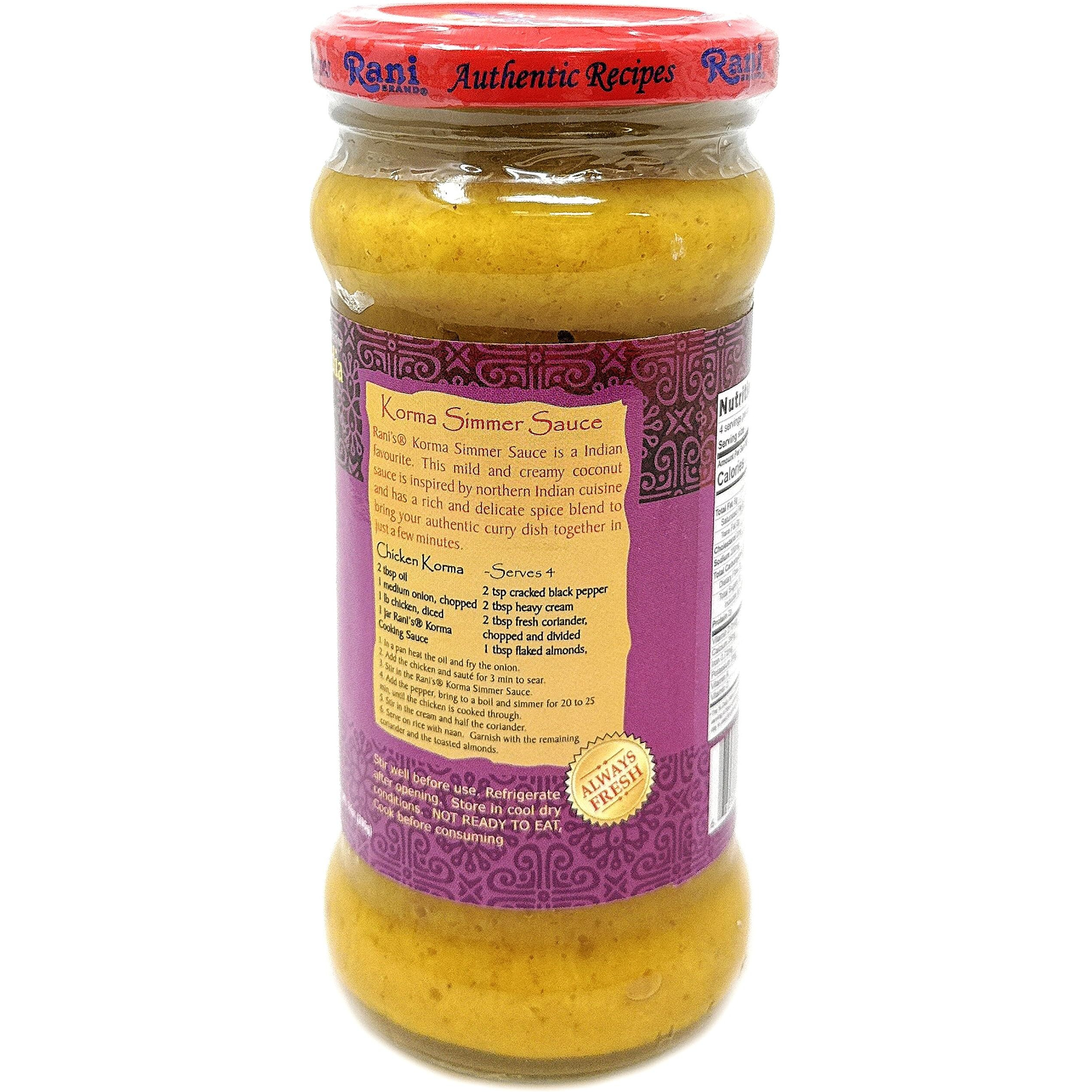 Rani Korma Curry Vegan Simmer Sauce (Rich Coconut, Onion, Garlic & Spices) 14oz (400g) Glass Jar, Pack of 5 +1 FREE ~ Easy to Use, Vegan, All Natural, NON-GMO, Gluten Free, Indian Origin