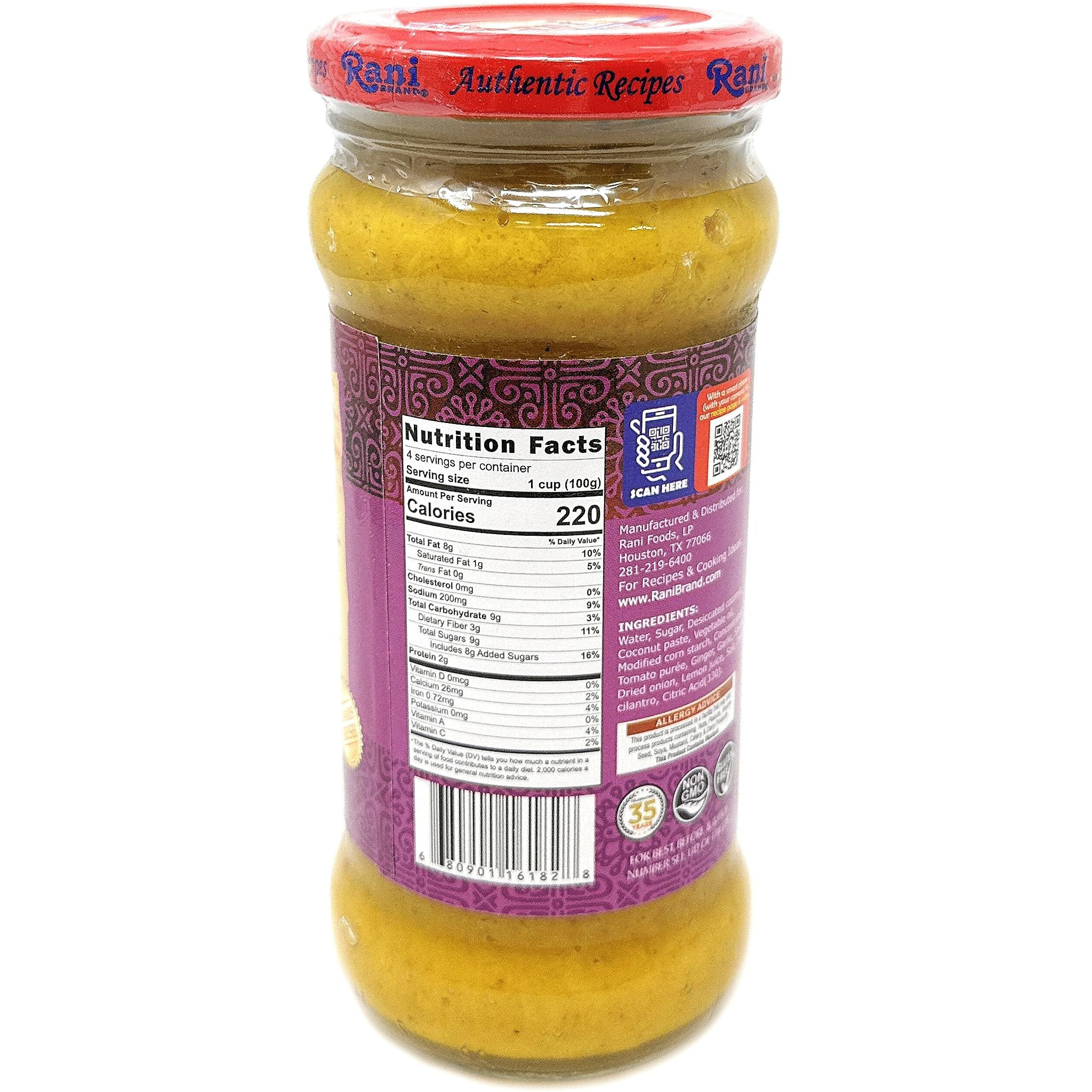 Rani Korma Curry Vegan Simmer Sauce (Rich Coconut, Onion, Garlic & Spices) 14oz (400g) Glass Jar, Pack of 5 +1 FREE ~ Easy to Use, Vegan, All Natural, NON-GMO, Gluten Free, Indian Origin