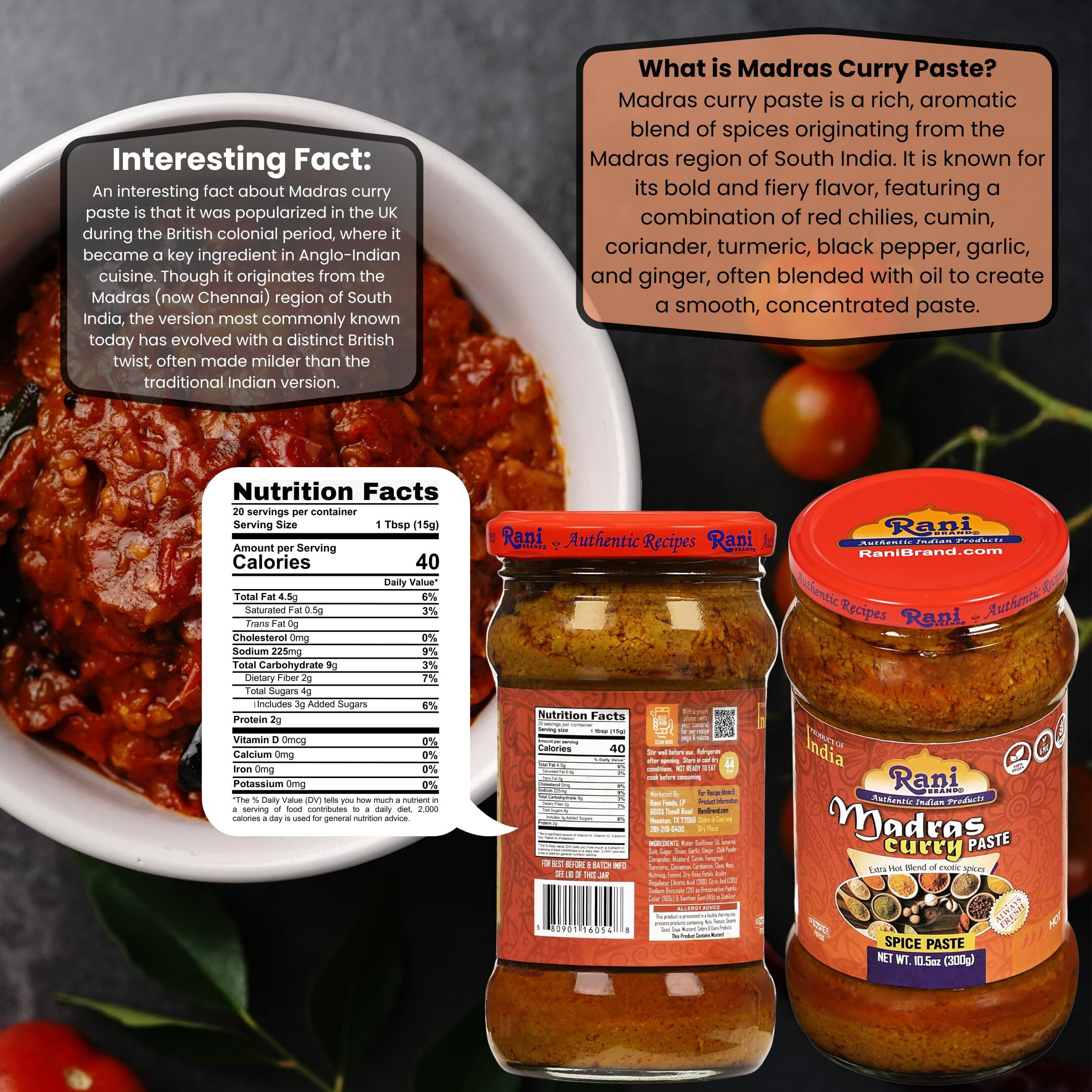 Rani Madras Curry Cooking Spice Paste 10.5oz (300g) Glass Jar, Pack of 5+1 FREE ~ No Colors, All Natural, NON-GMO, Kosher, Vegan, Gluten Free, Indian Origin
