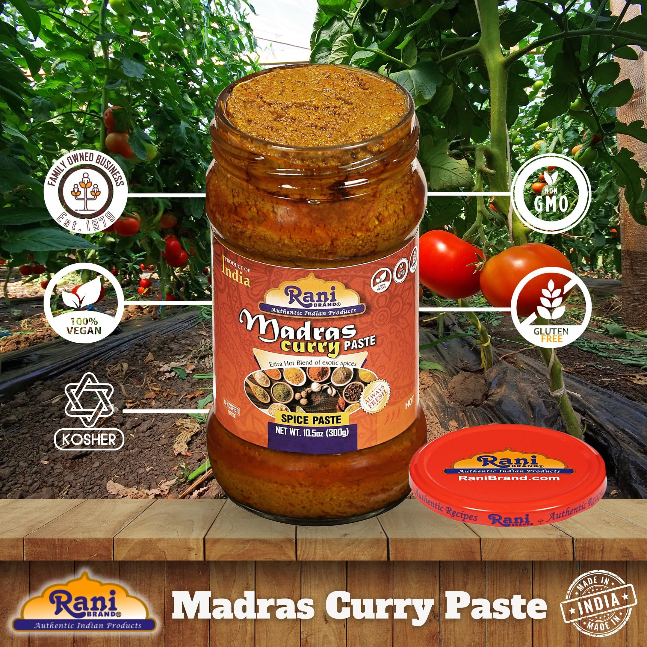 Rani Madras Curry Cooking Spice Paste 10.5oz (300g) Glass Jar, Pack of 5+1 FREE ~ No Colors, All Natural, NON-GMO, Kosher, Vegan, Gluten Free, Indian Origin
