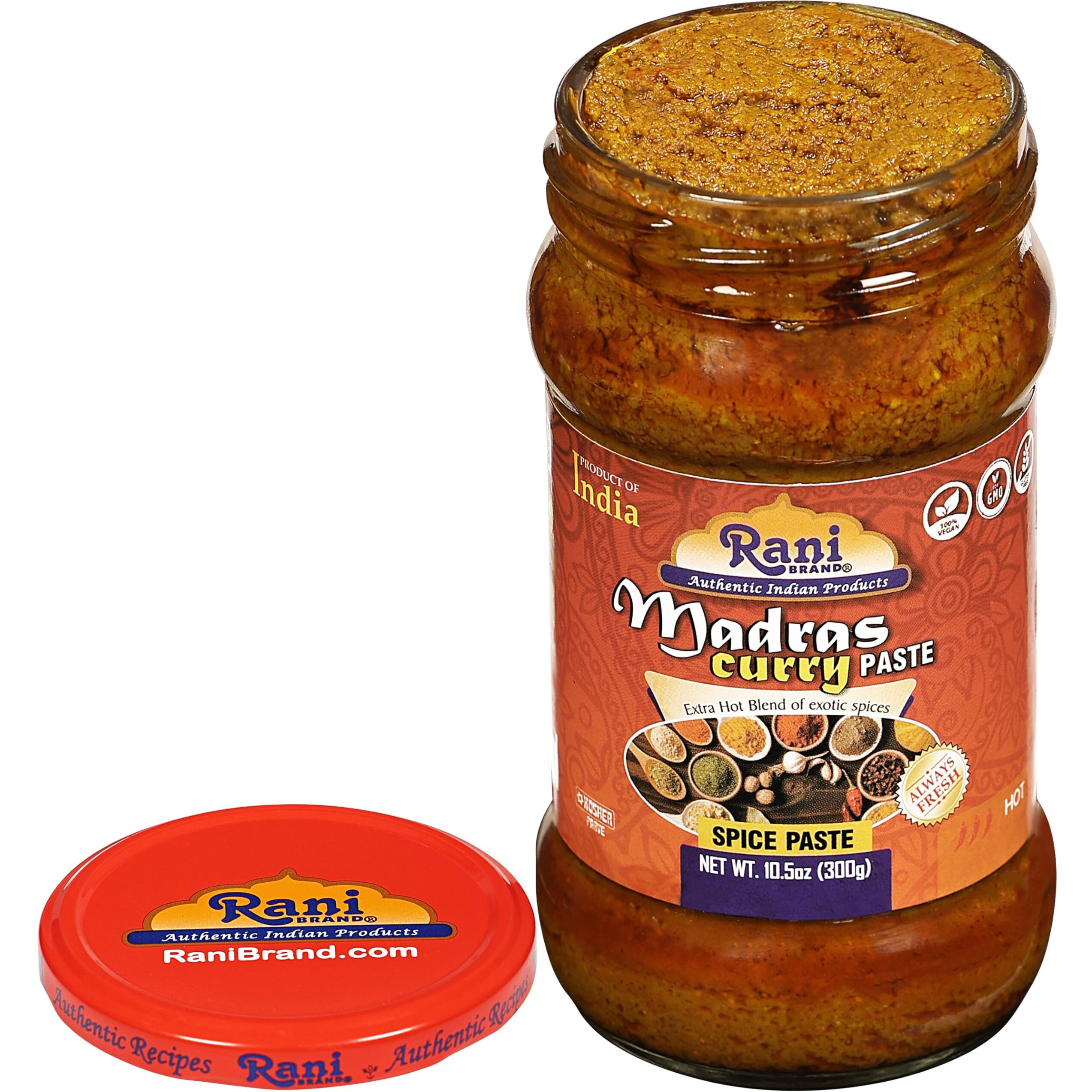 Rani Madras Curry Cooking Spice Paste 10.5oz (300g) Glass Jar, Pack of 5+1 FREE ~ No Colors, All Natural, NON-GMO, Kosher, Vegan, Gluten Free, Indian Origin