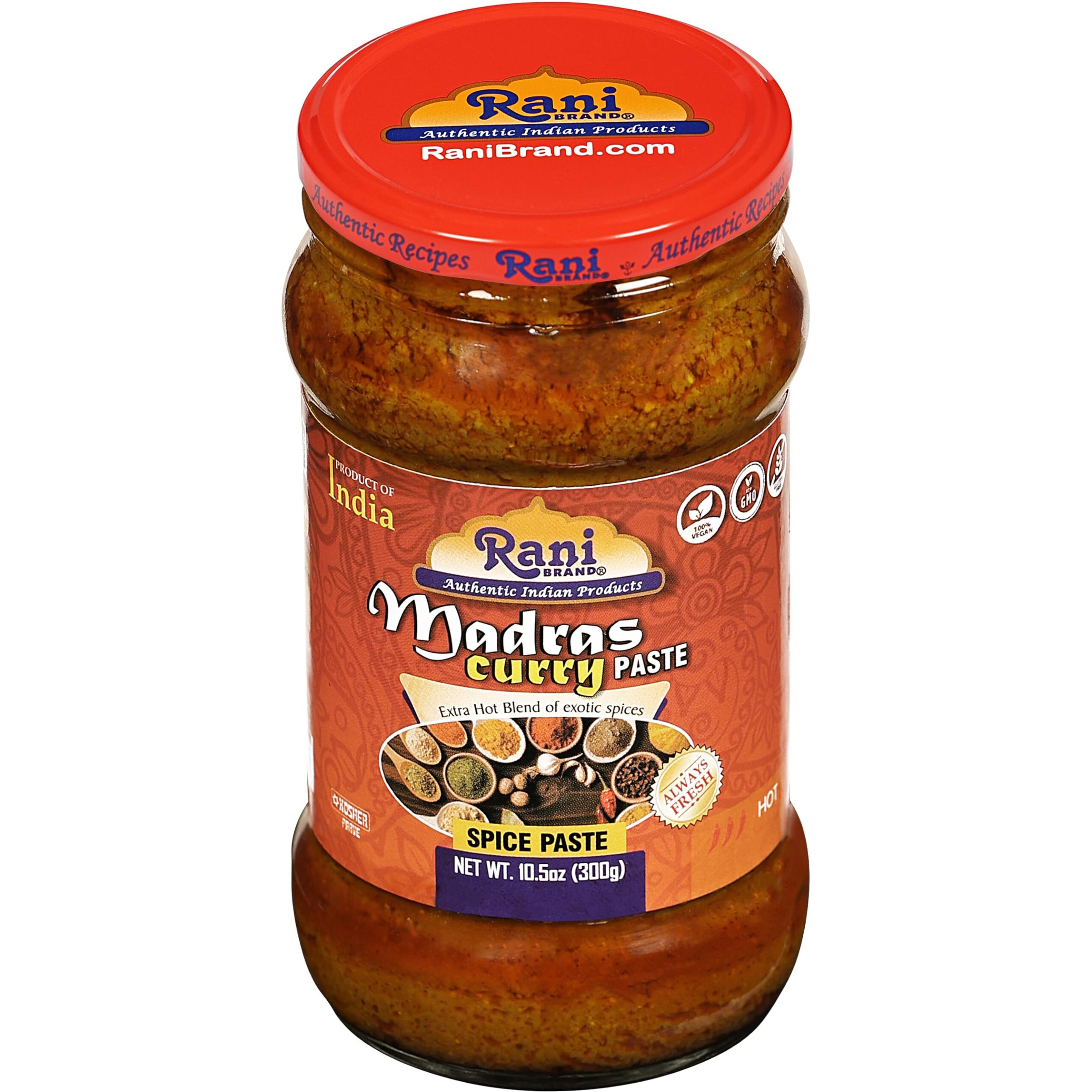 Rani Madras Curry Cooking Spice Paste 10.5oz (300g) Glass Jar, Pack of 5+1 FREE ~ No Colors, All Natural, NON-GMO, Kosher, Vegan, Gluten Free, Indian Origin