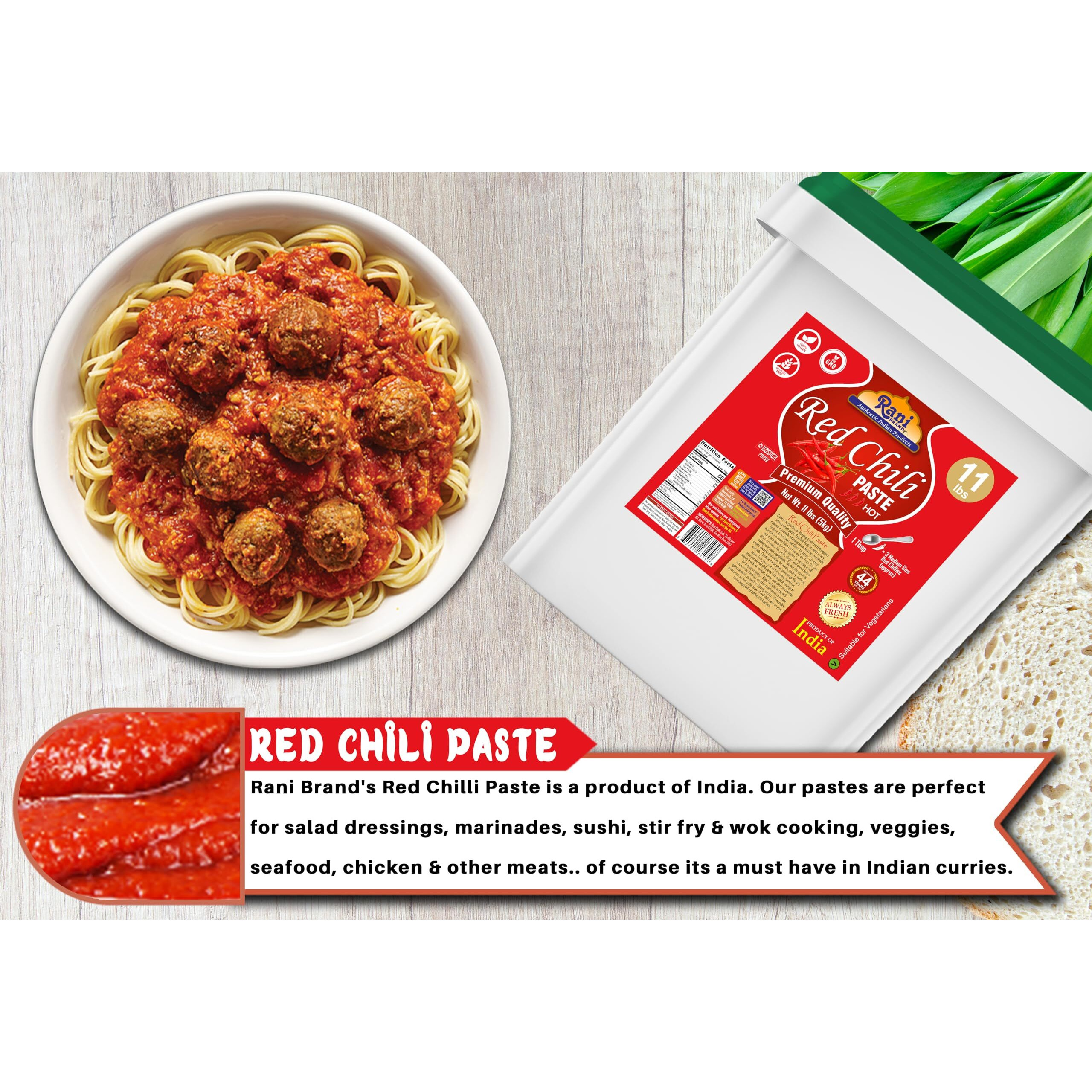 Rani Red Chilli Cooking Paste 176oz (11lbs) 5kg Bulk ~ Vegan, Gluten Free, NON-GMO, Kosher, No Colors, Indian Origin