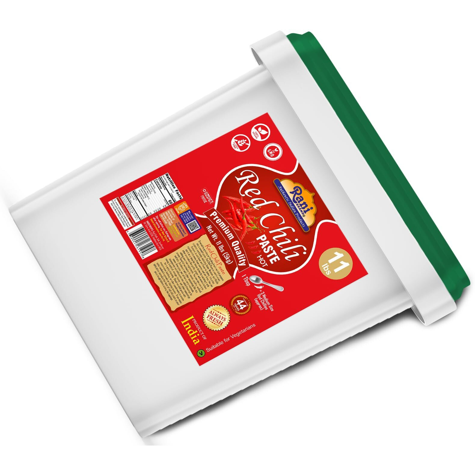 Rani Red Chilli Cooking Paste 176oz (11lbs) 5kg Bulk ~ Vegan, Gluten Free, NON-GMO, Kosher, No Colors, Indian Origin