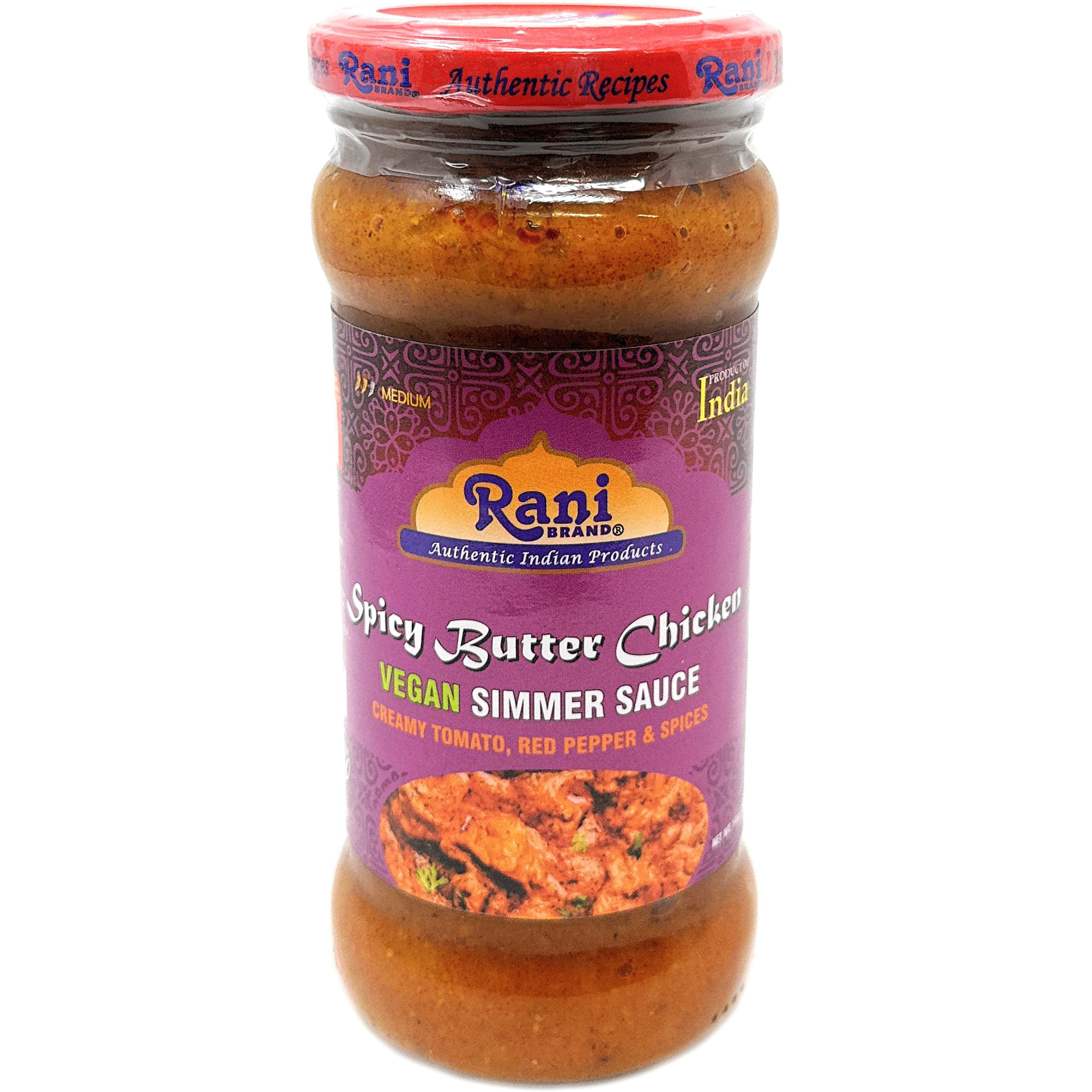 Rani Spicy Butter Chicken Vegan Simmer Sauce (Creamy Tomato, Red Pepper & Spices) 14oz (400g) Glass Jar ~ Easy to Use, Vegan, No Colors, All Natural, NON-GMO, Gluten Free, Indian Origin (Size 14oz (400g))