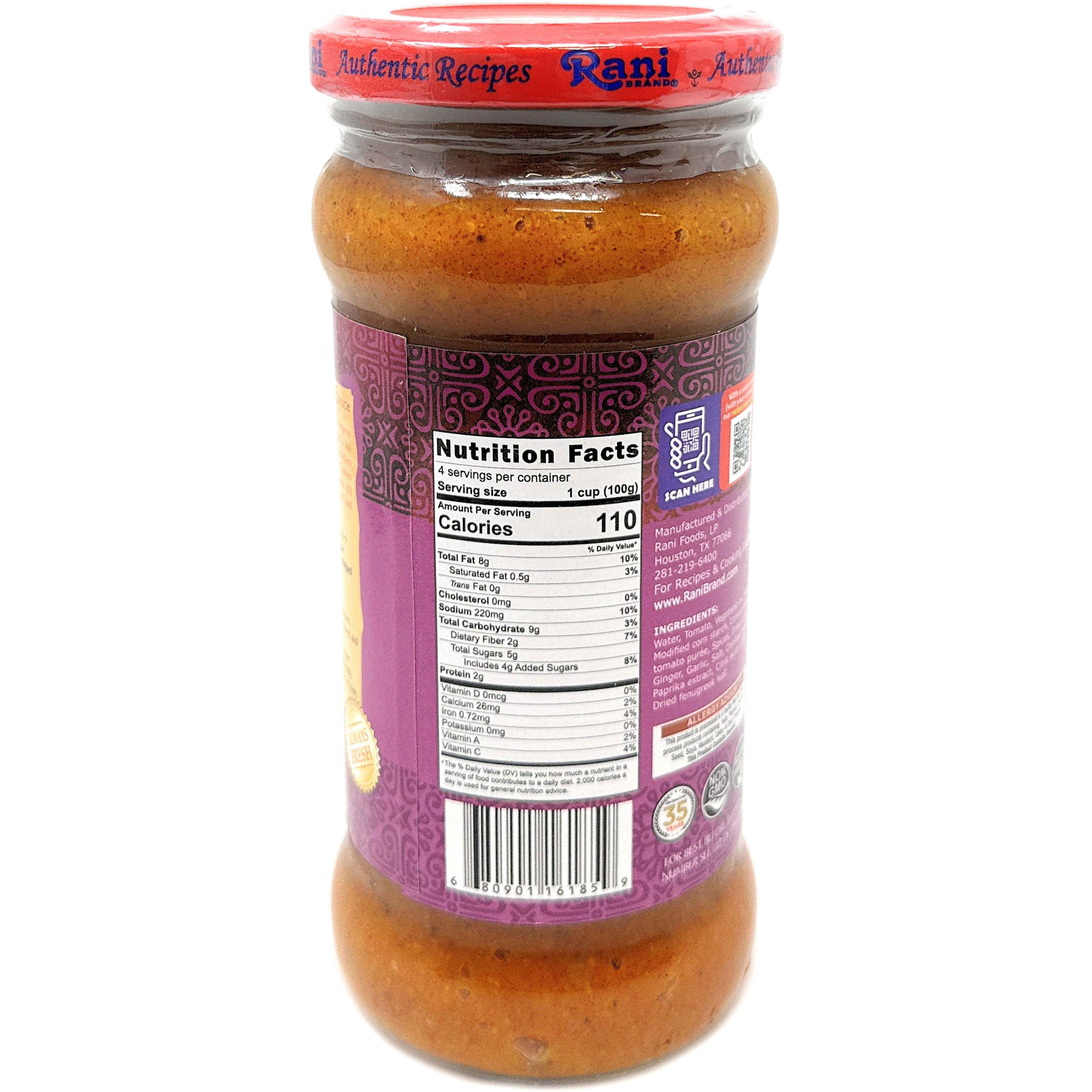 Rani Spicy Butter Chicken Vegan Simmer Sauce (Creamy Tomato, Red Pepper & Spices) 14oz (400g) Glass Jar ~ Easy to Use, Vegan, No Colors, All Natural, NON-GMO, Gluten Free, Indian Origin (Size 14oz (400g))
