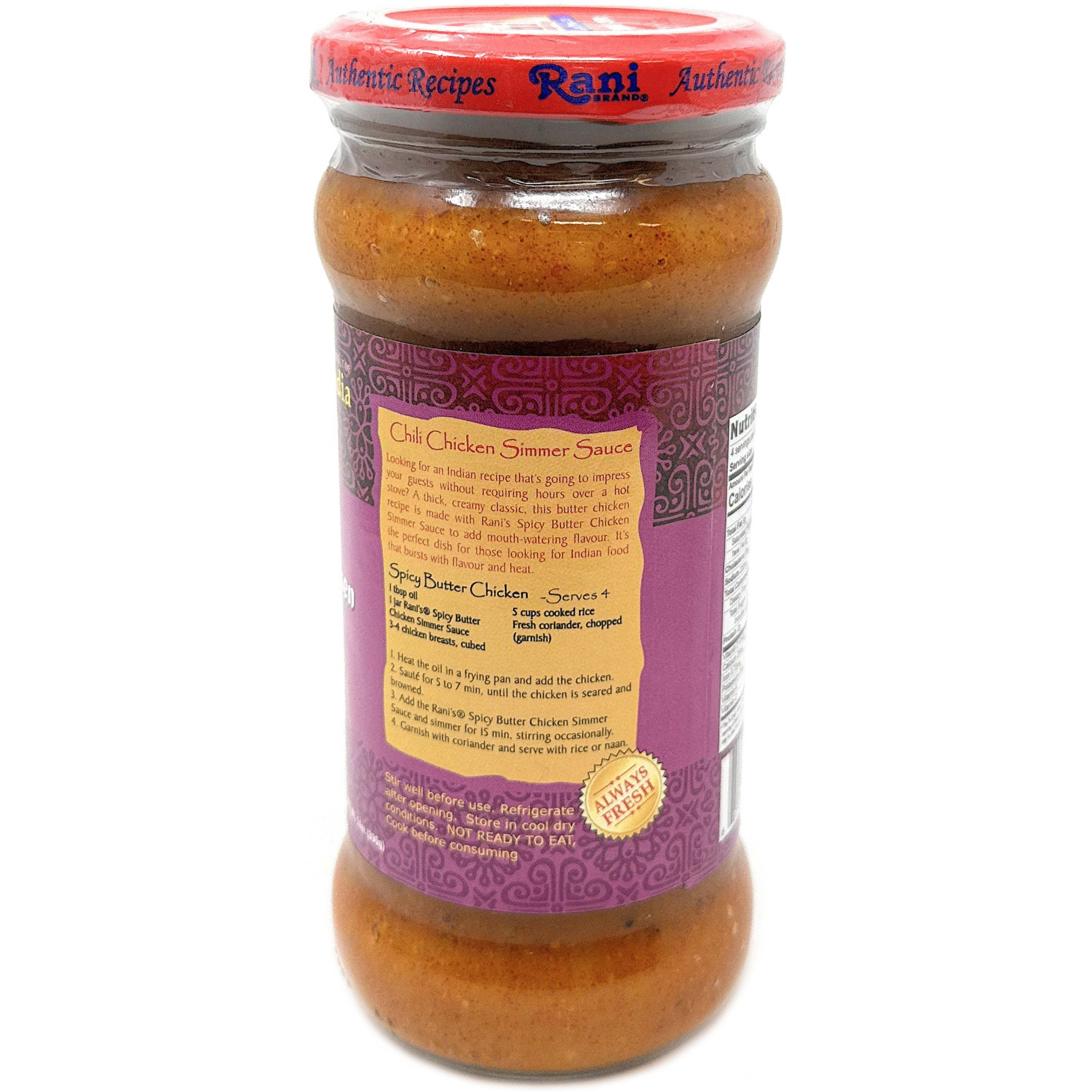 Rani Spicy Butter Chicken Vegan Simmer Sauce (Creamy Tomato, Red Pepper & Spices) 14oz (400g) Glass Jar ~ Easy to Use, Vegan, No Colors, All Natural, NON-GMO, Gluten Free, Indian Origin (Size 14oz (400g))