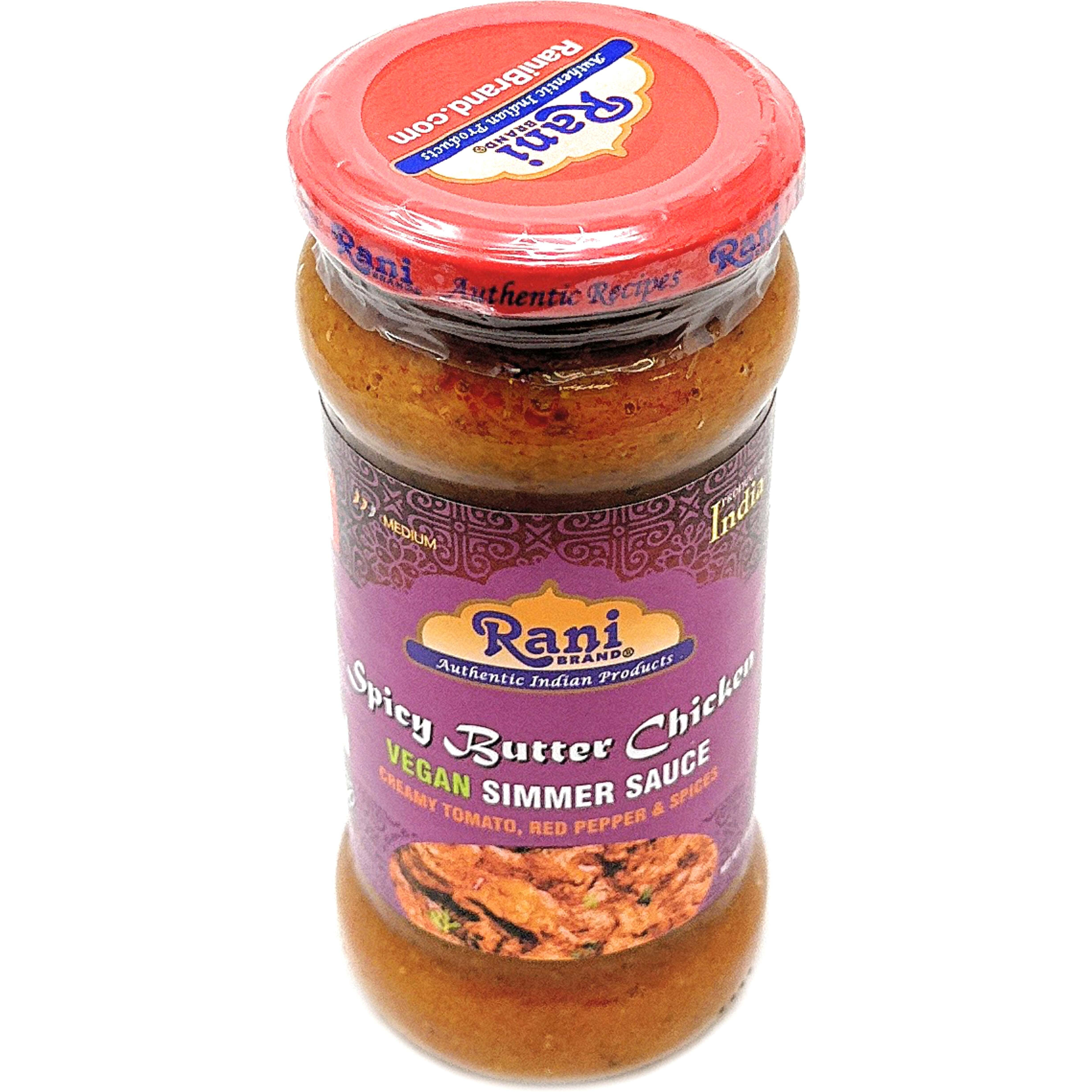 Rani Spicy Butter Chicken Vegan Simmer Sauce (Creamy Tomato, Red Pepper & Spices) 14oz (400g) Glass Jar ~ Easy to Use, Vegan, No Colors, All Natural, NON-GMO, Gluten Free, Indian Origin (Size 14oz (400g))