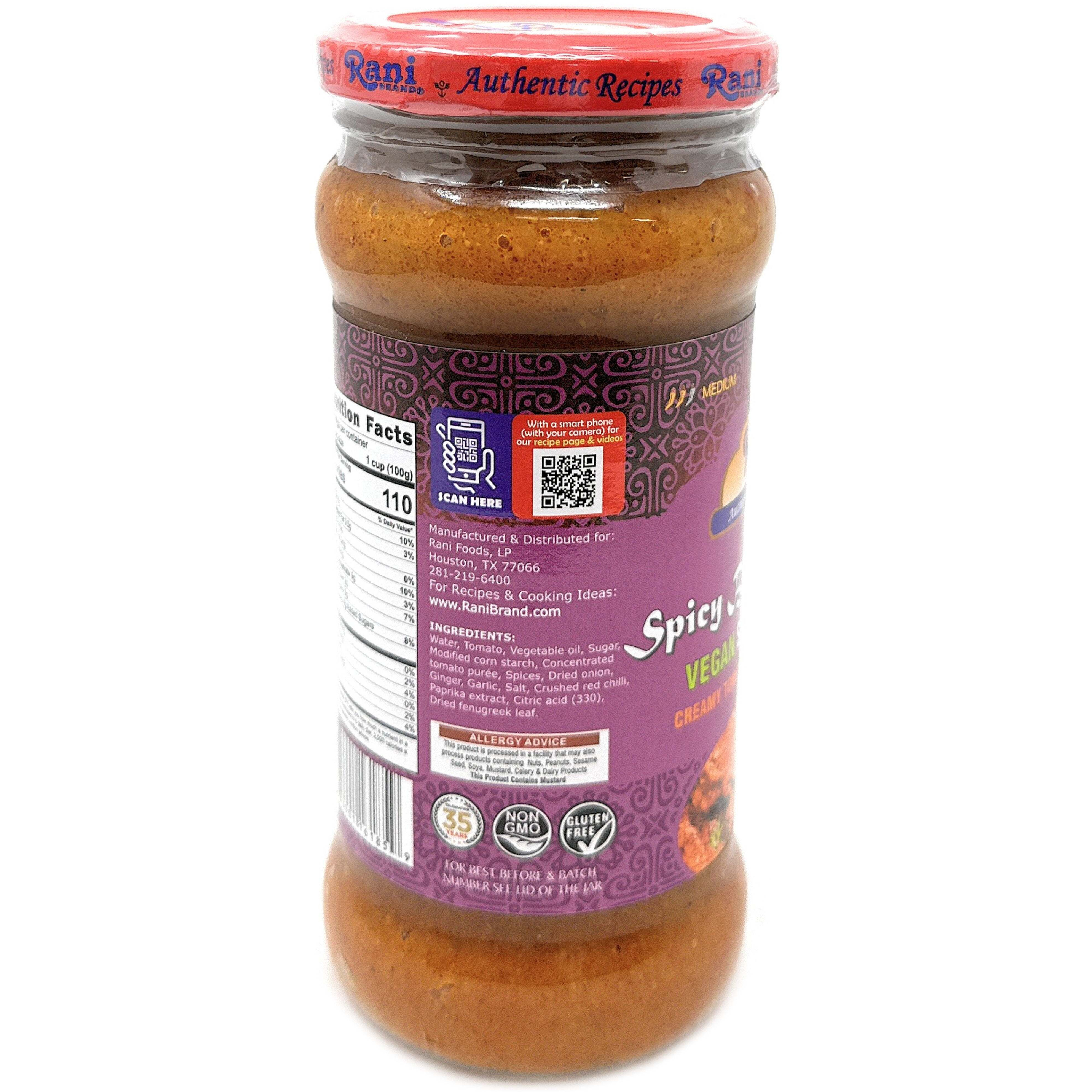 Rani Spicy Butter Chicken Vegan Simmer Sauce 14oz (400g) Glass Jar, Pack of 5 +1 FREE ~ Easy to Use, Vegan, No Colors, All Natural, NON-GMO, Gluten Free, Indian Origin (Size 14oz (400g))