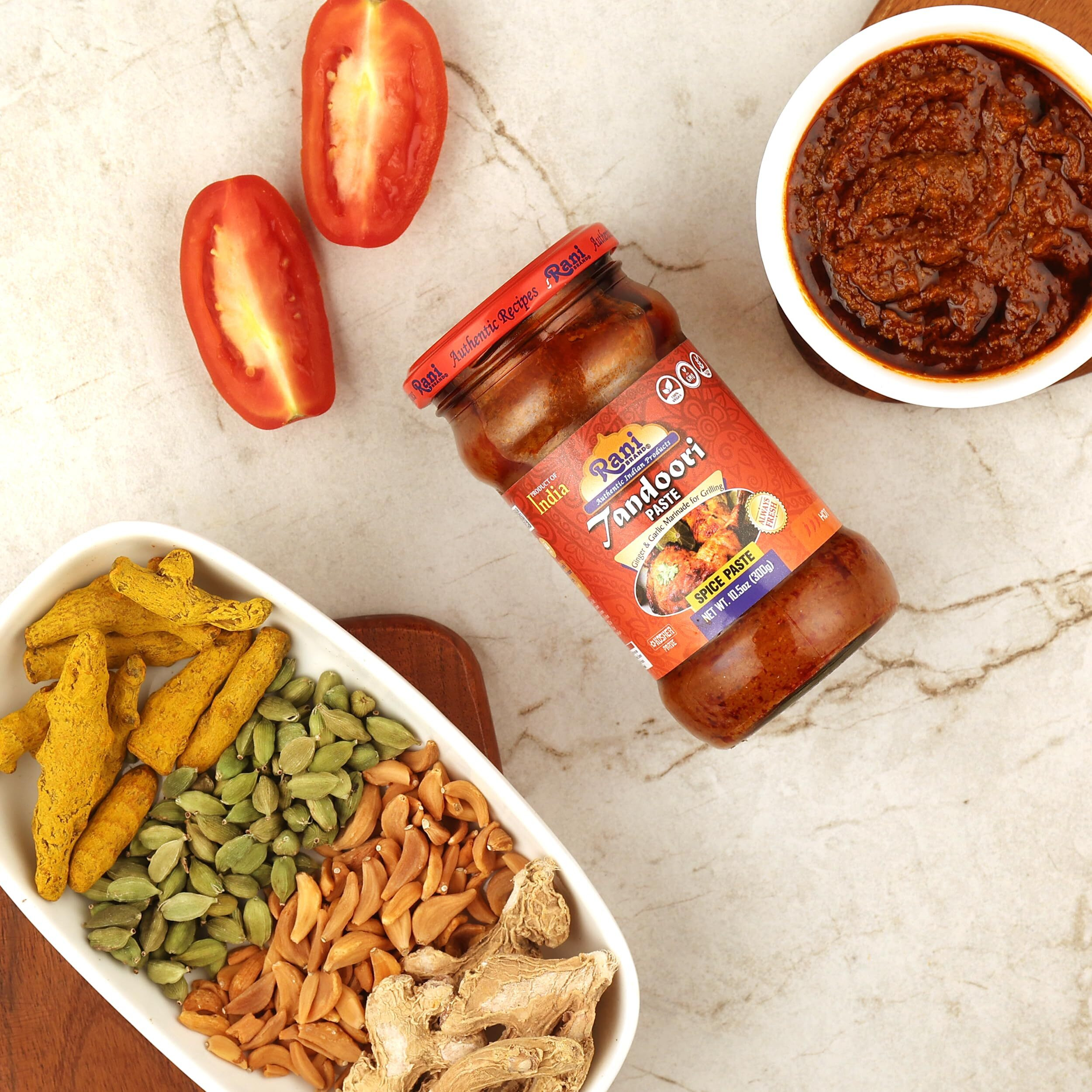 Rani Tandoori Paste (No Colors) 10.5oz (300g) Glass Jar, Pack of 5+1 FREE ~ For Tandoori Chicken, Chicken Tikka, Paneer Tikka, All Natural, NON-GMO, Vegan, Gluten Free, Indian Origin (Size 10.5oz (300g))