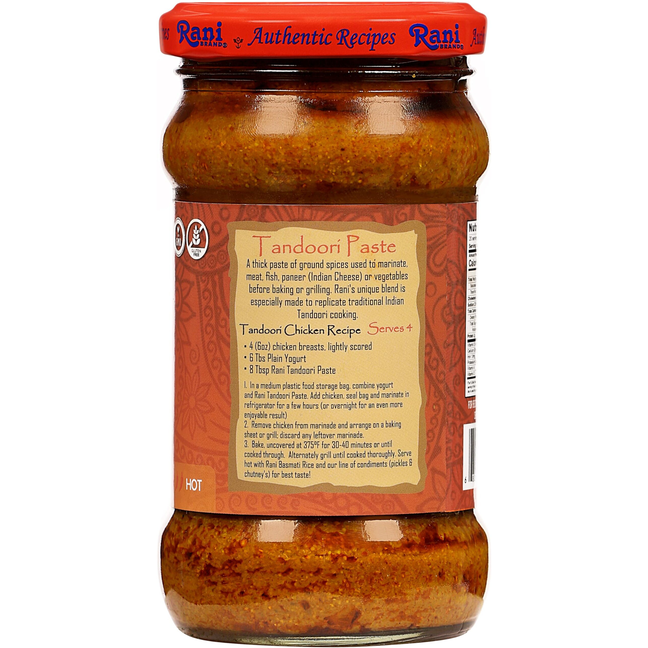 Rani Tandoori Paste (No Colors) 10.5oz (300g) Glass Jar, Pack of 5+1 FREE ~ For Tandoori Chicken, Chicken Tikka, Paneer Tikka, All Natural, NON-GMO, Vegan, Gluten Free, Indian Origin (Size 10.5oz (300g))