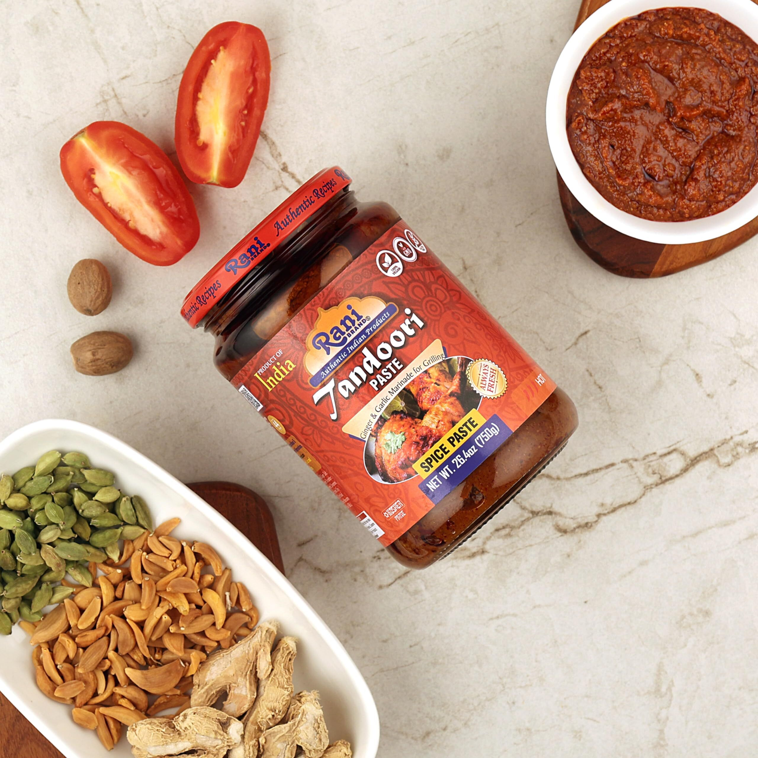 Rani Tandoori Paste (No Colors) 26.5oz (750g) Glass Jar, Pack of 5+1 FREE ~ For Tandoori Chicken, Chicken Tikka, Paneer Tikka, All Natural, NON-GMO, Vegan, Gluten Free, Indian Origin (Size 26.5oz (750g))