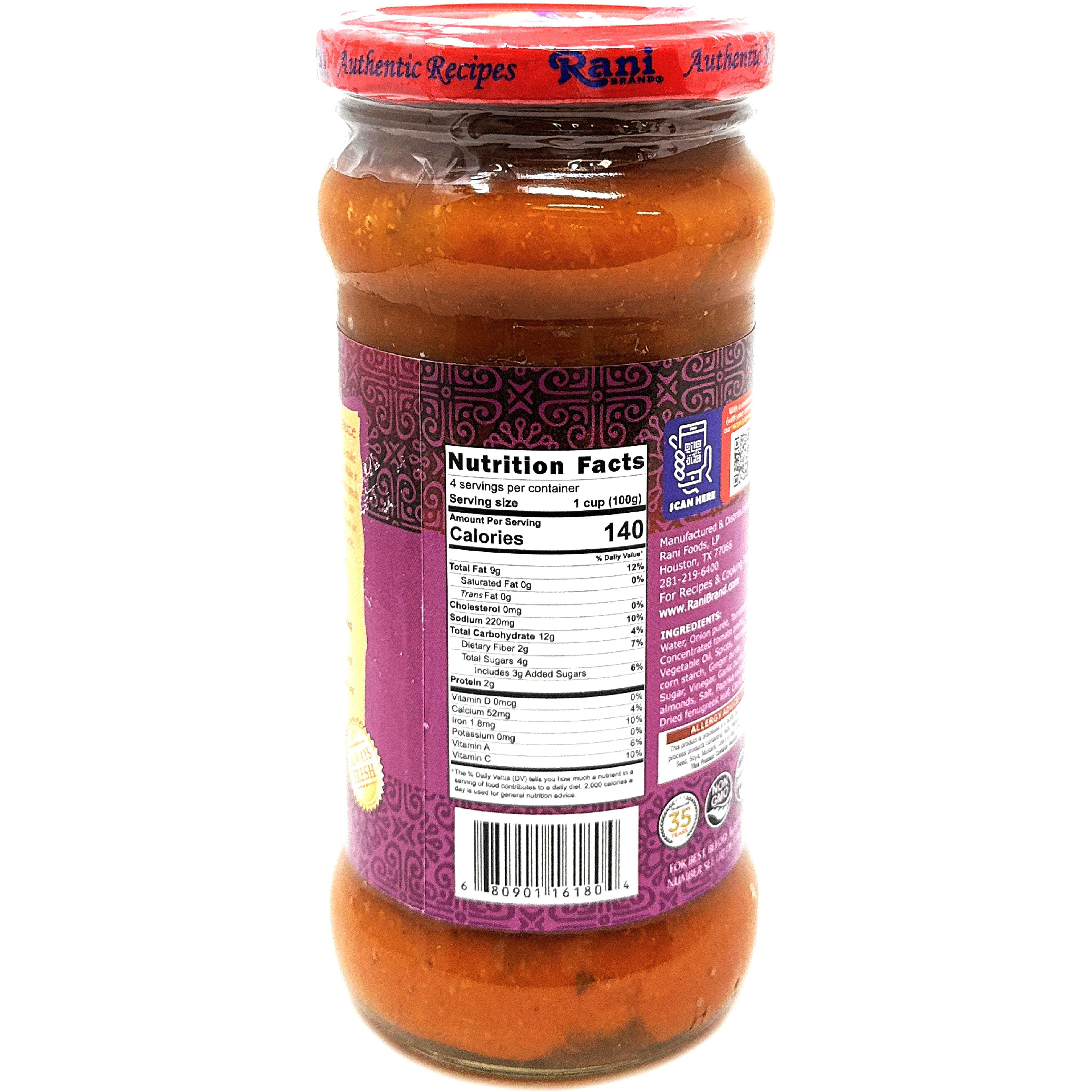 Rani Tandoori Vegan Simmer Sauce (Creamy Tomato & Smoked Paprika) 14oz (400g) Glass Jar ~ Easy to Use, Vegan, No Colors, All Natural, NON-GMO, Gluten Free, Indian Origin (Size 14oz (400g))