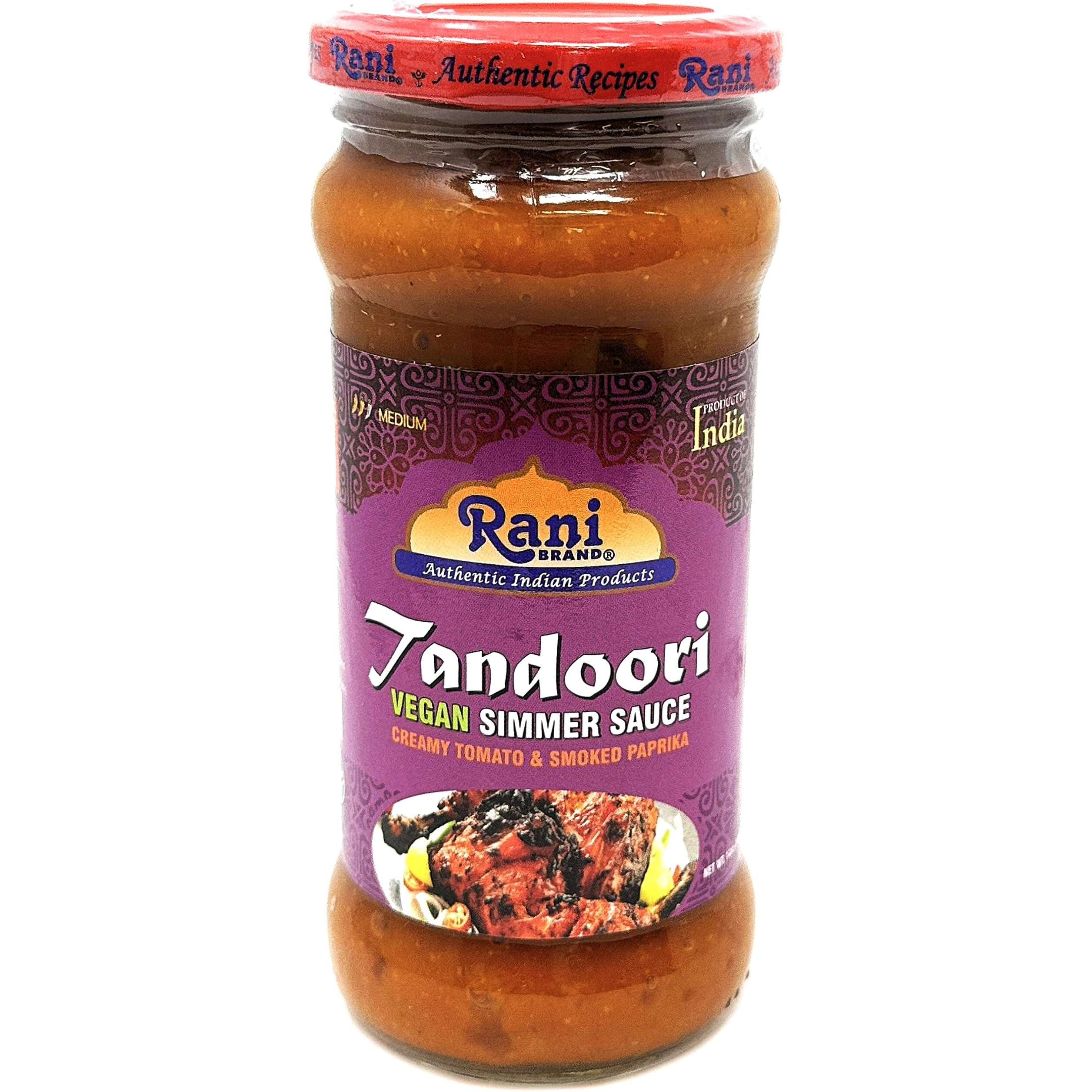 Rani Tandoori Vegan Simmer Sauce (Creamy Tomato & Smoked Paprika) 14oz (400g) Glass Jar, Pack of 5 +1 FREE ~ Easy to Use, Vegan, No Colors, All Natural, NON-GMO, Gluten Free, Indian Origin (Size 14oz (400g))