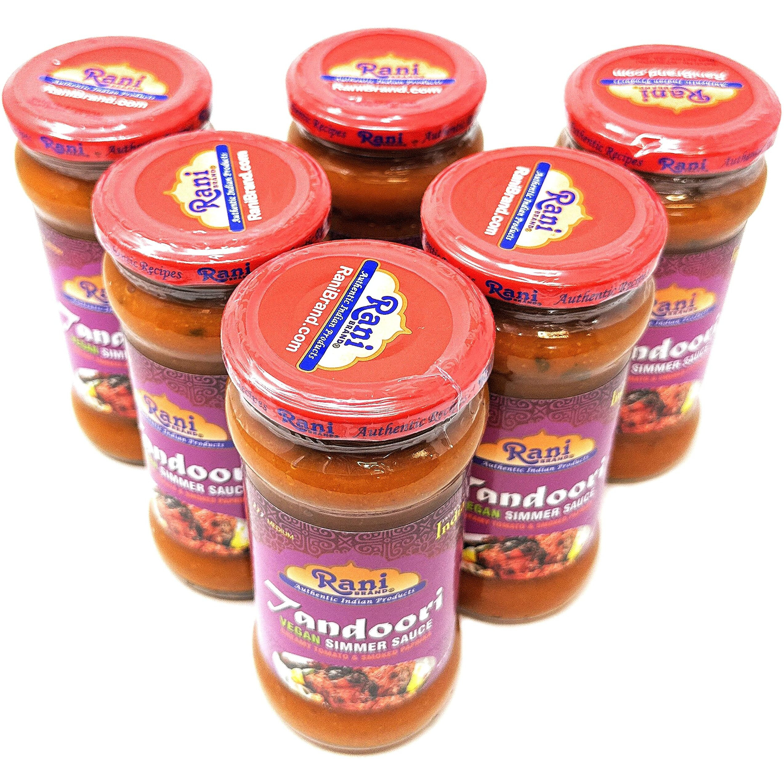 Rani Tandoori Vegan Simmer Sauce (Creamy Tomato & Smoked Paprika) 14oz (400g) Glass Jar, Pack of 5 +1 FREE ~ Easy to Use, Vegan, No Colors, All Natural, NON-GMO, Gluten Free, Indian Origin (Size 14oz (400g))