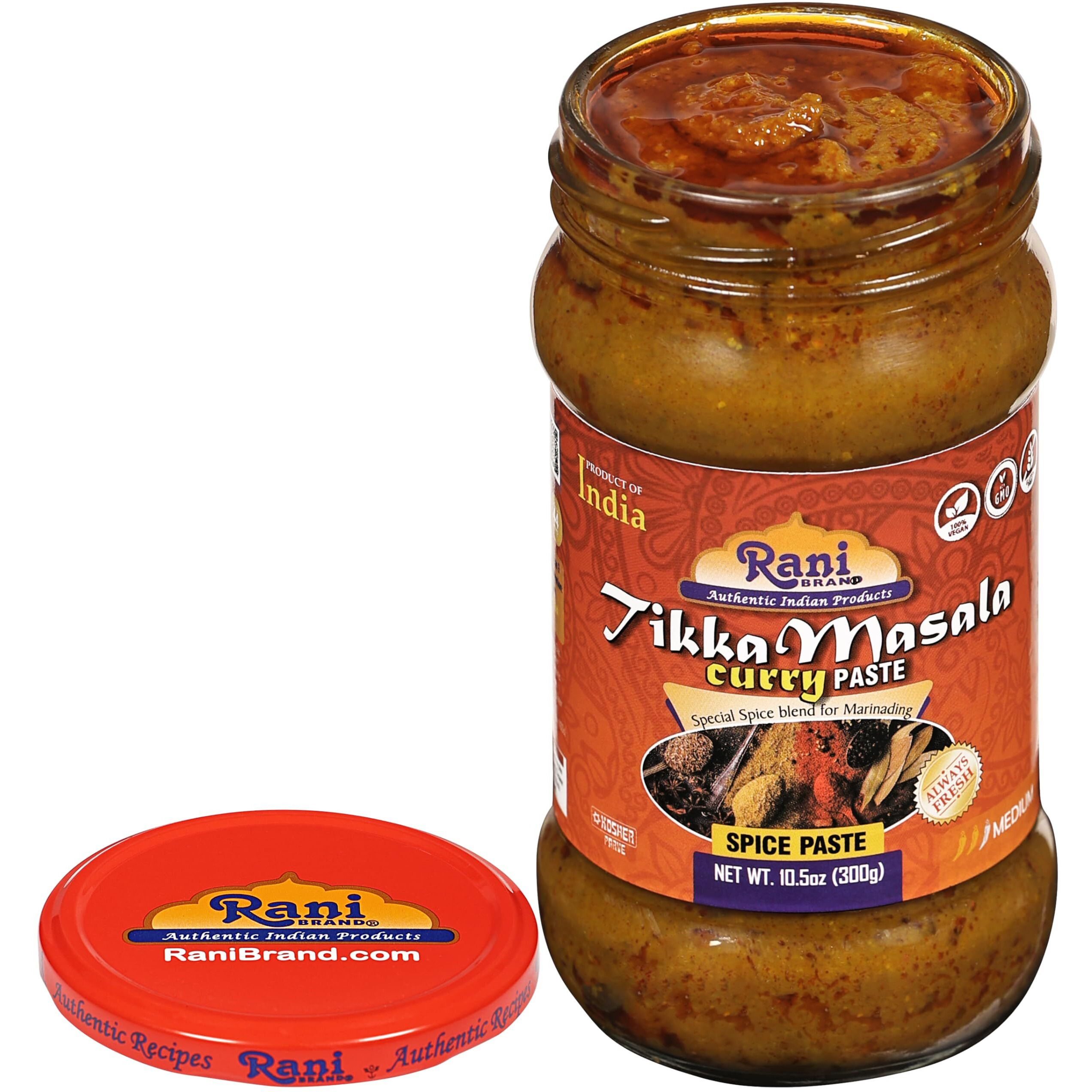 Rani Tikka Masala Cooking Spice Paste 10.5oz (300g) Glass Jar, Pack of 5+1 FREE ~ No Colors, All Natural, NON-GMO, Kosher, Vegan, Gluten Free, Indian Origin (Size 10.5oz (300g))