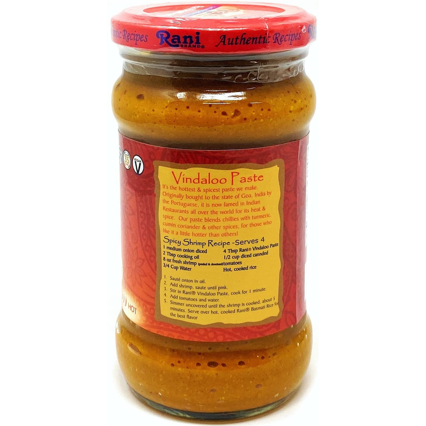 Rani Vindaloo Curry Cooking Spice Paste, Hot 10.5oz (300g) Glass Jar, Pack of 5+1 FREE ~ No Colors, All Natural, NON-GMO, Vegan, Gluten Free, Indian Origin (Size 10.5oz (300g))