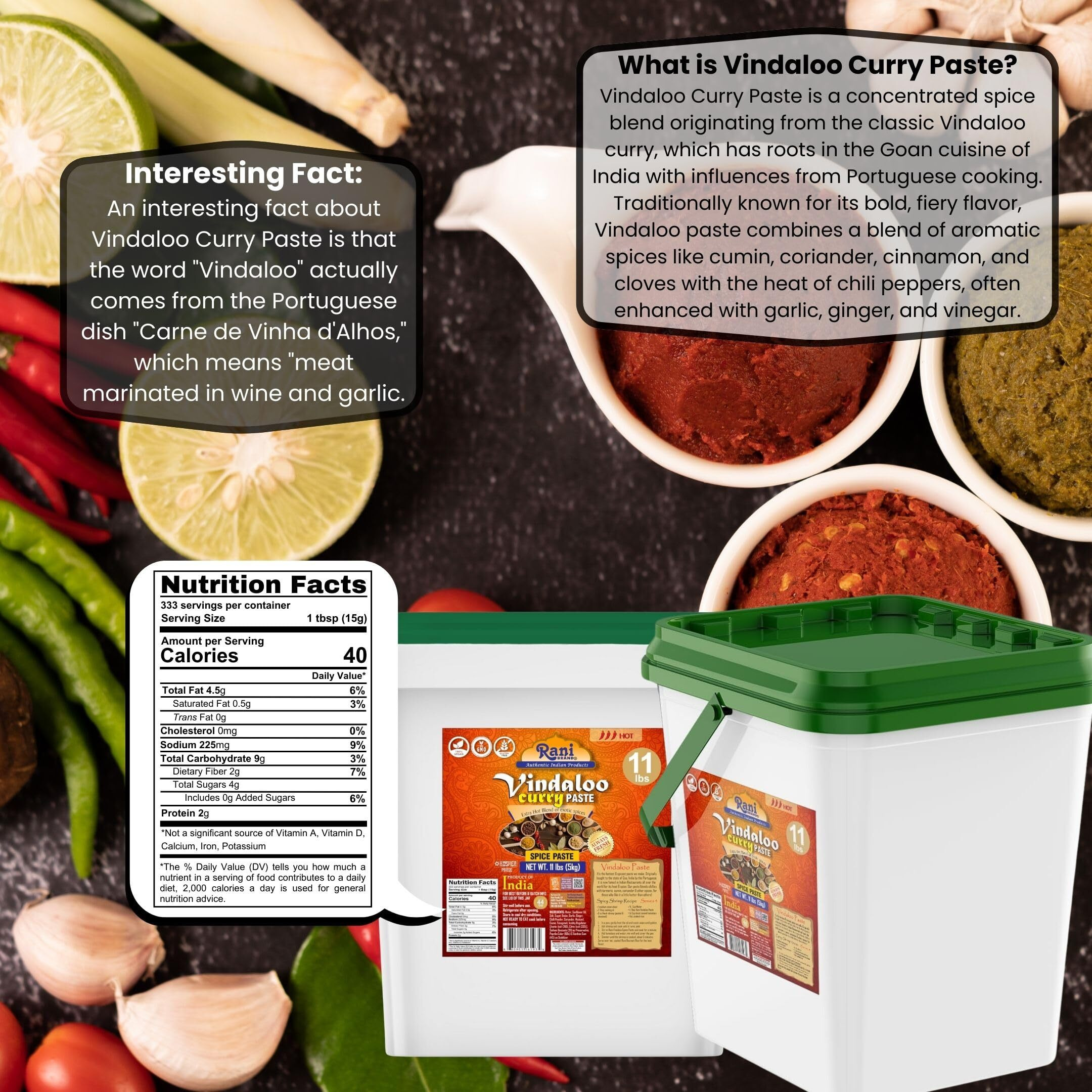 Rani Vindaloo Curry Cooking Spice Paste, Hot 176oz (11lbs) 5kg Bulk ~ No Colors, All Natural, NON-GMO, Kosher, Vegan, Gluten Free, Indian Origin (Size 176oz (11lbs) 5kg)