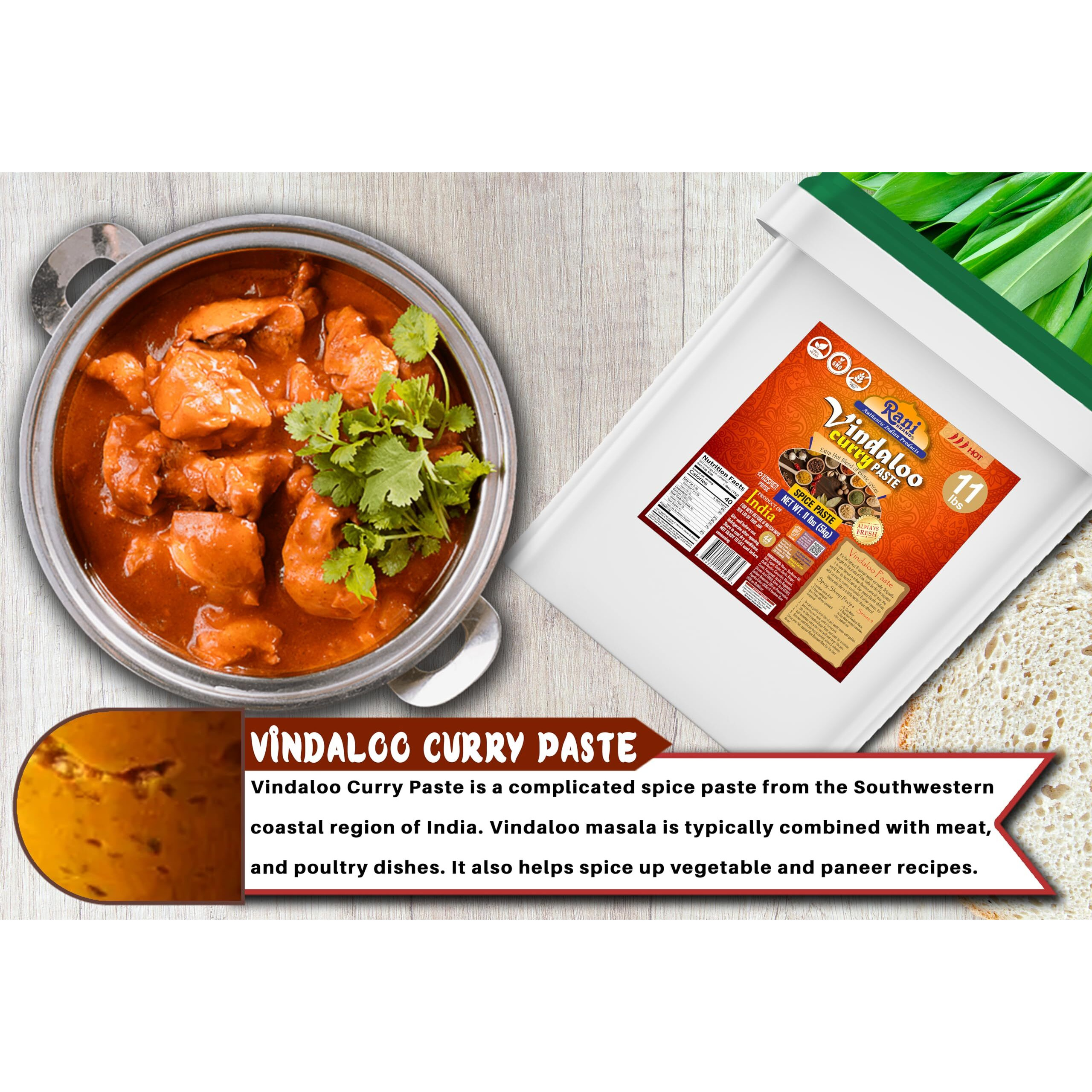 Rani Vindaloo Curry Cooking Spice Paste, Hot 176oz (11lbs) 5kg Bulk ~ No Colors, All Natural, NON-GMO, Kosher, Vegan, Gluten Free, Indian Origin (Size 176oz (11lbs) 5kg)