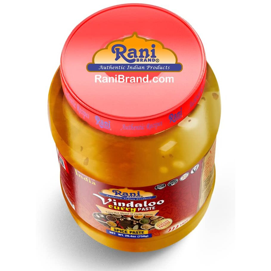 Rani Vindaloo Curry Cooking Spice Paste, Hot 26.5oz (750g) Glass Jar ~ No Colors, All Natural, NON-GMO, Vegan, Gluten Free, Indian Origin (Size 26.5oz (750g))