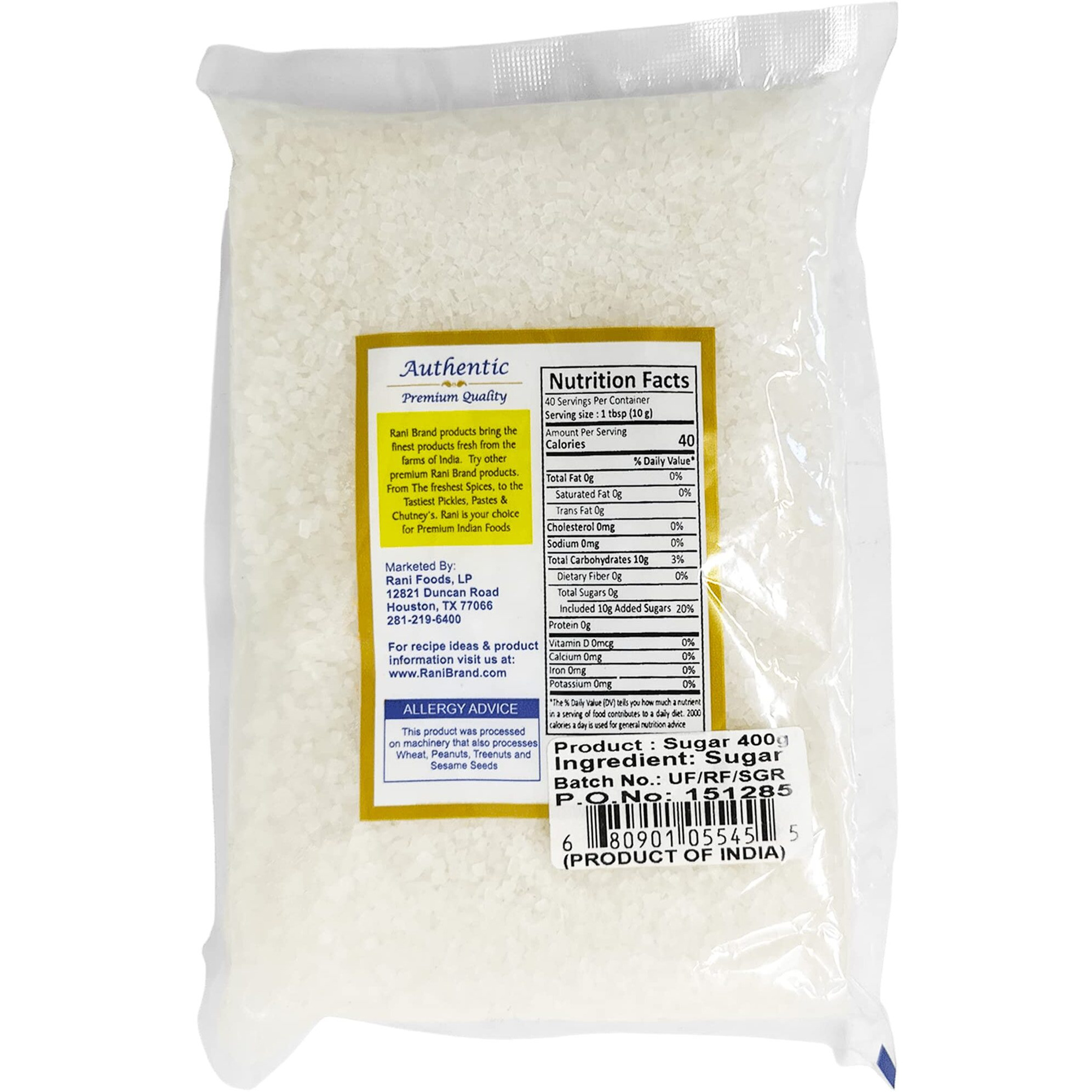 Rani Indian Sugar (Cheeni) 14oz (400g) ~ All Natural, Gluten Friendly, No Colors, Kosher, Vegan, Indian Origin